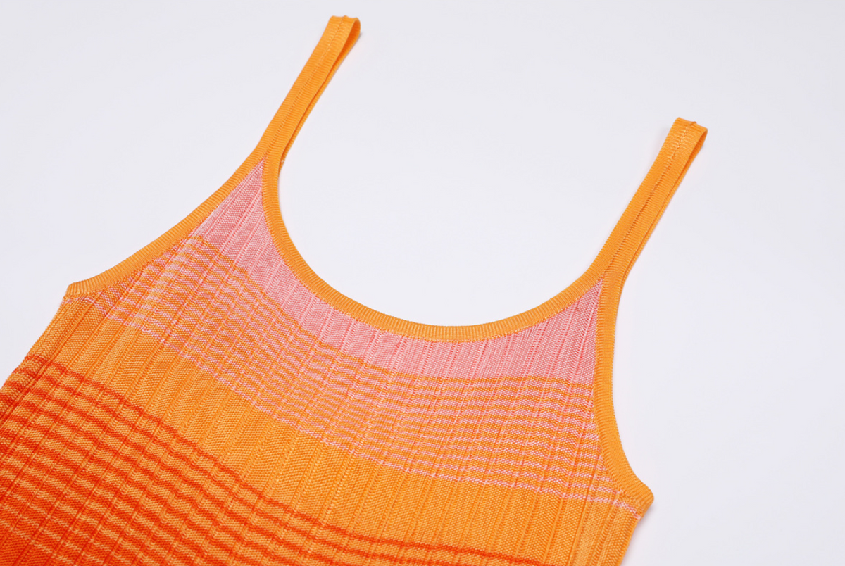 SANDRO ANDREA  Gradient Knitted Maxi Dress Tie-dye  - Orange