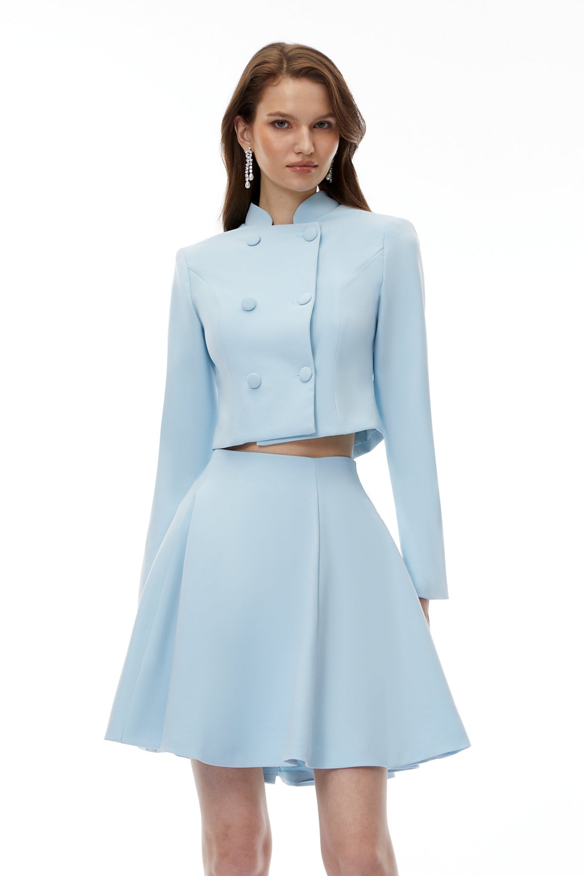 Addison Blue Double-Breasted Blazer & Skirt Set