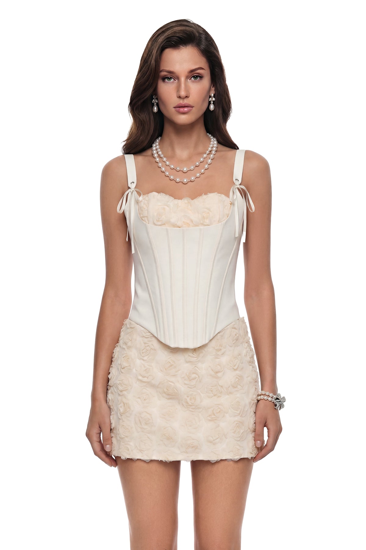Aelia White Floral Top & Skirt Set