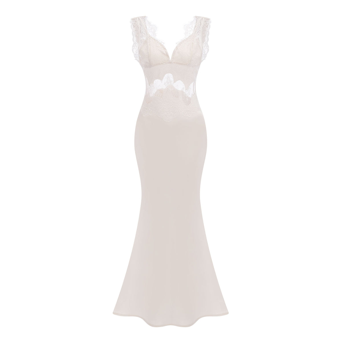Aitana Neutrals Satin Maxi Dress with Lace Panels