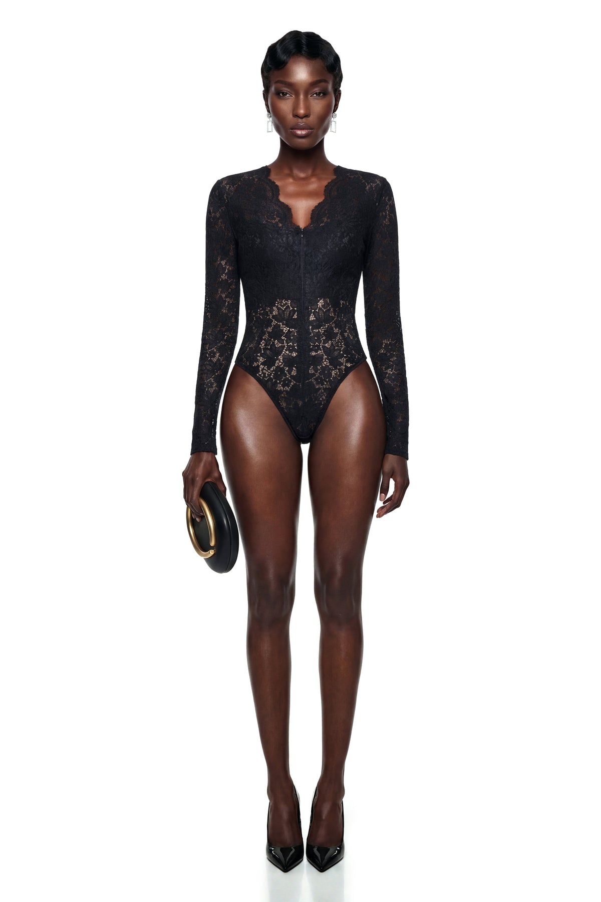 Alaric Black Floral Lace Cut-Out Bodysuit