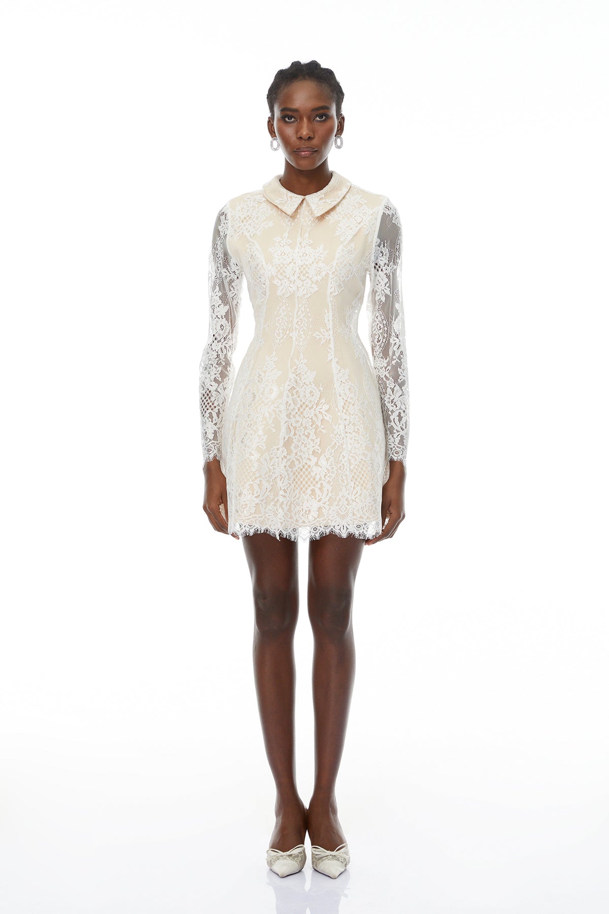 Aleksandra White Floral Lace Mini Dress (Final Sale-US Only)
