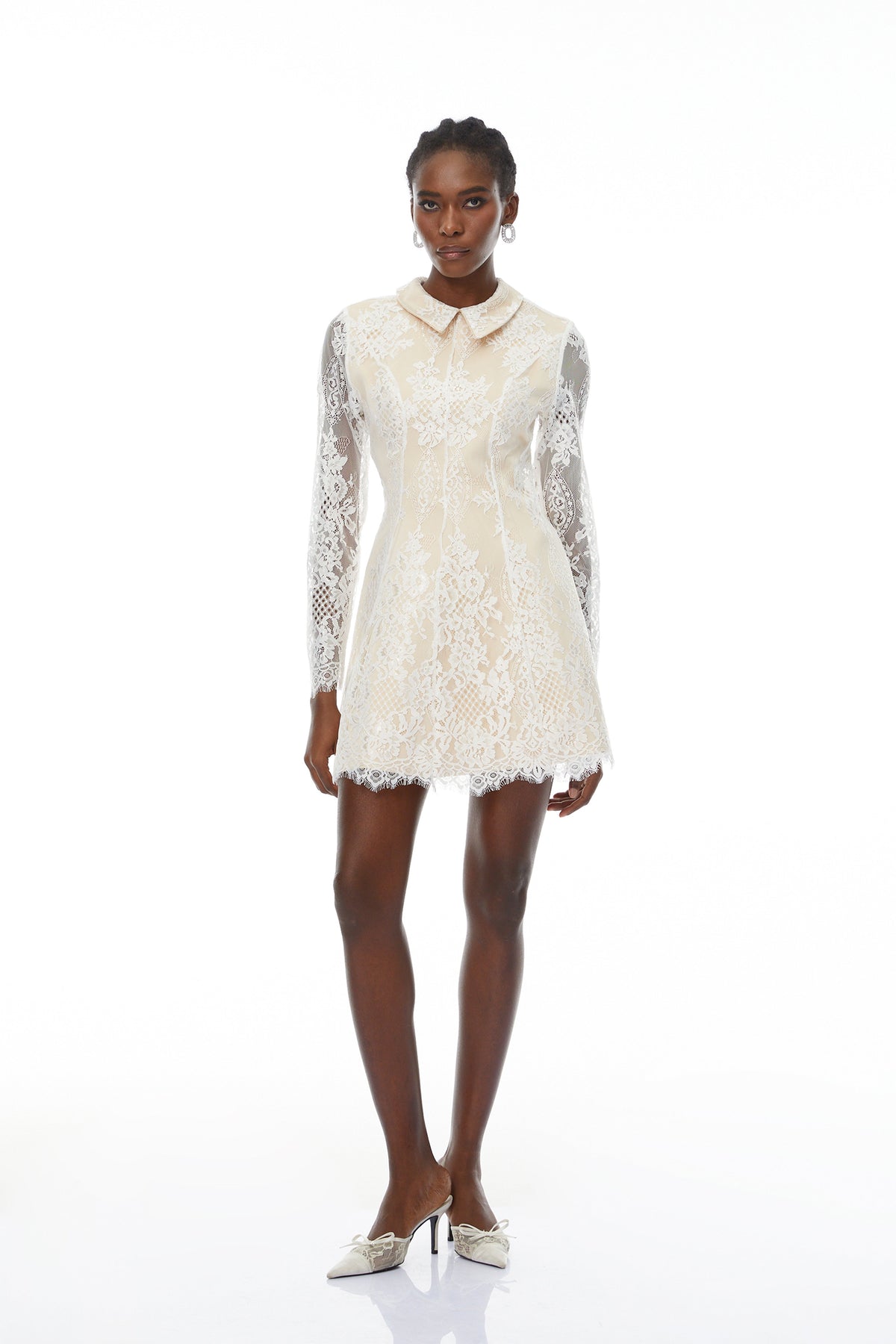 Aleksandra White Floral Lace Mini Dress (Final Sale-US Only)