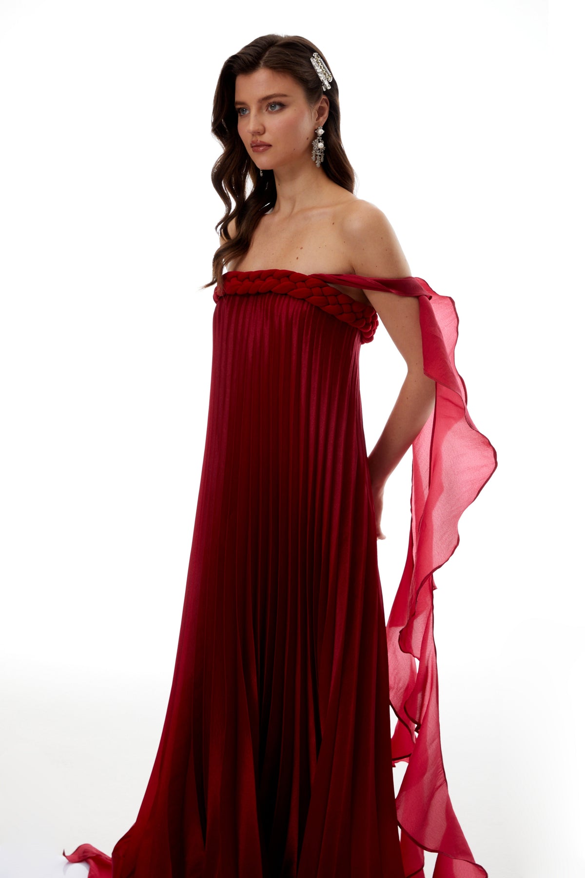 Alexandra Red Ruffled Maxi Dress with Shirred Bodice (Final Sale)
