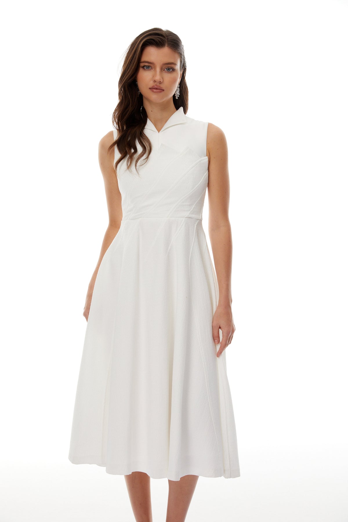 Anja White Layered Midi Dress
