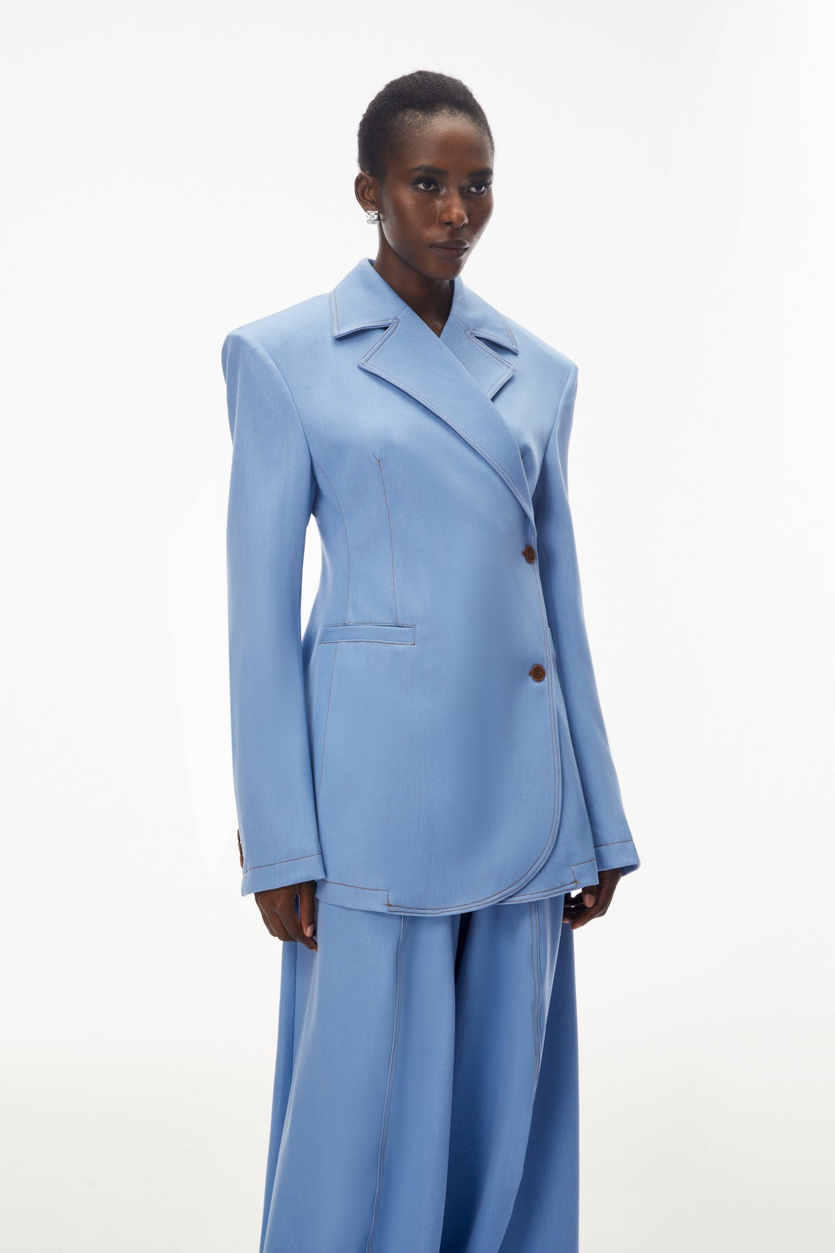 Annabelle Blue Asymmetrical Blazer & Trouser Set