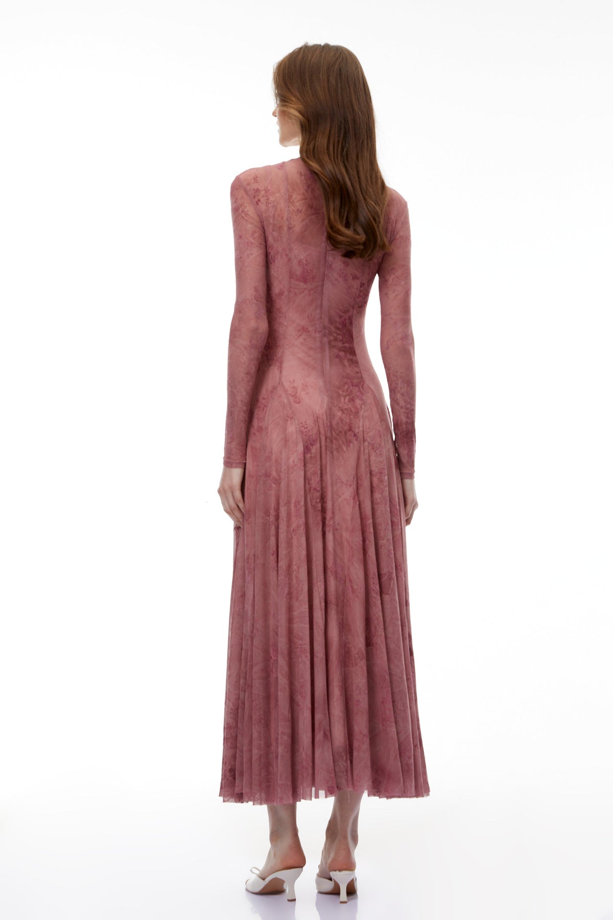 Ariadne Pink Flocked Tulle Maxi Dress (Final Sale-US Only)