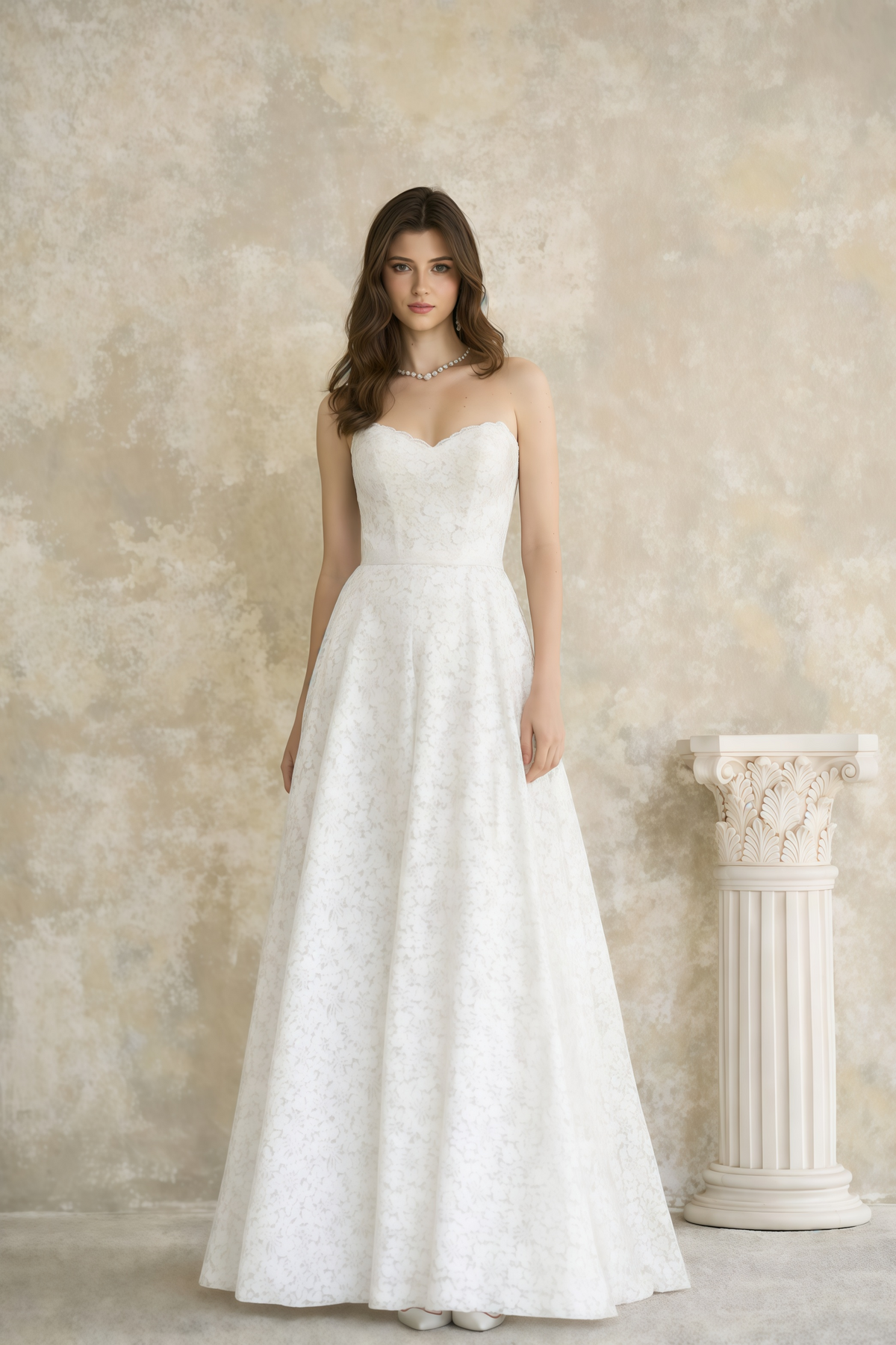 Aulera White Floral Lace Maxi Gown