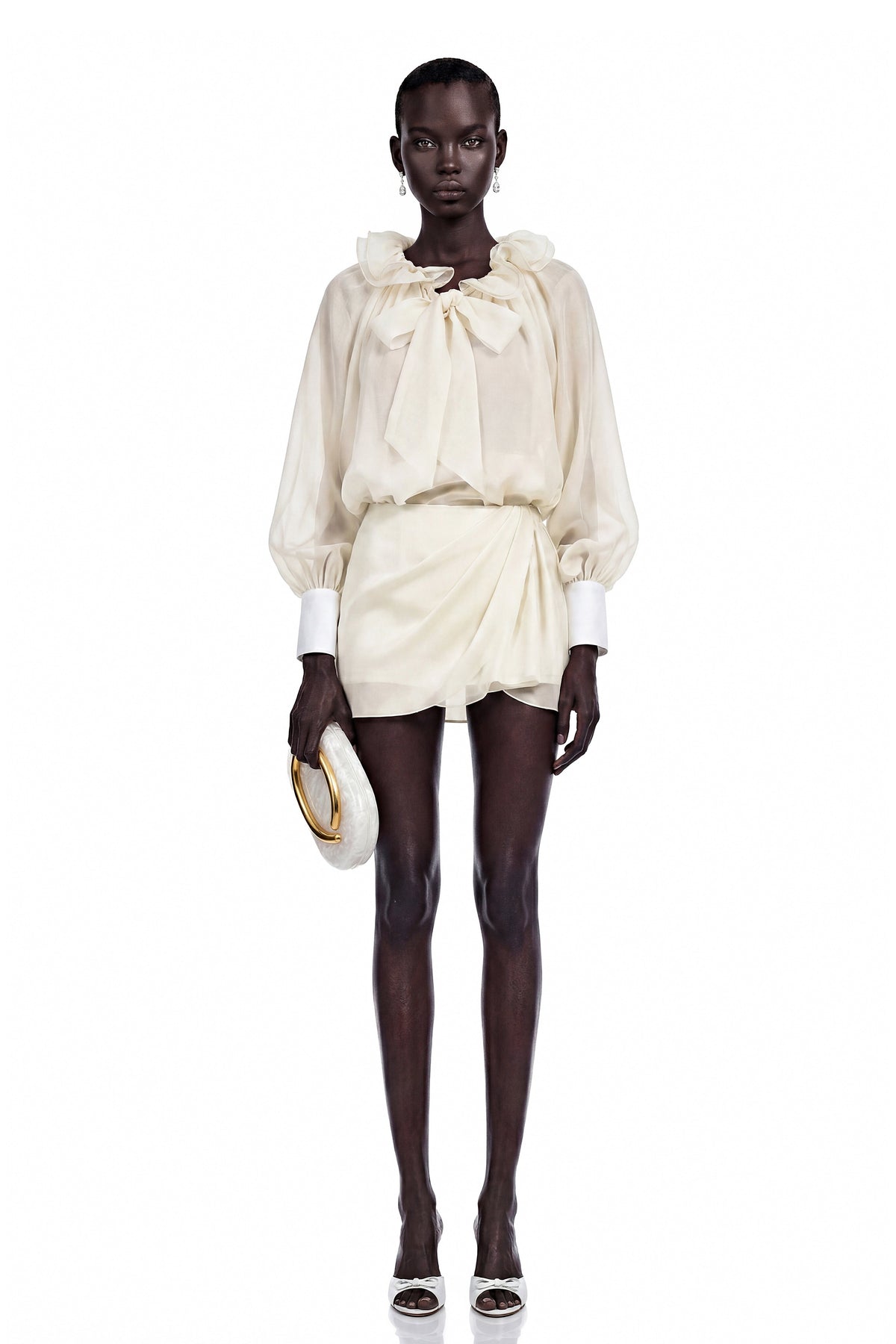 Bethany Cream Lace-Up Blouse