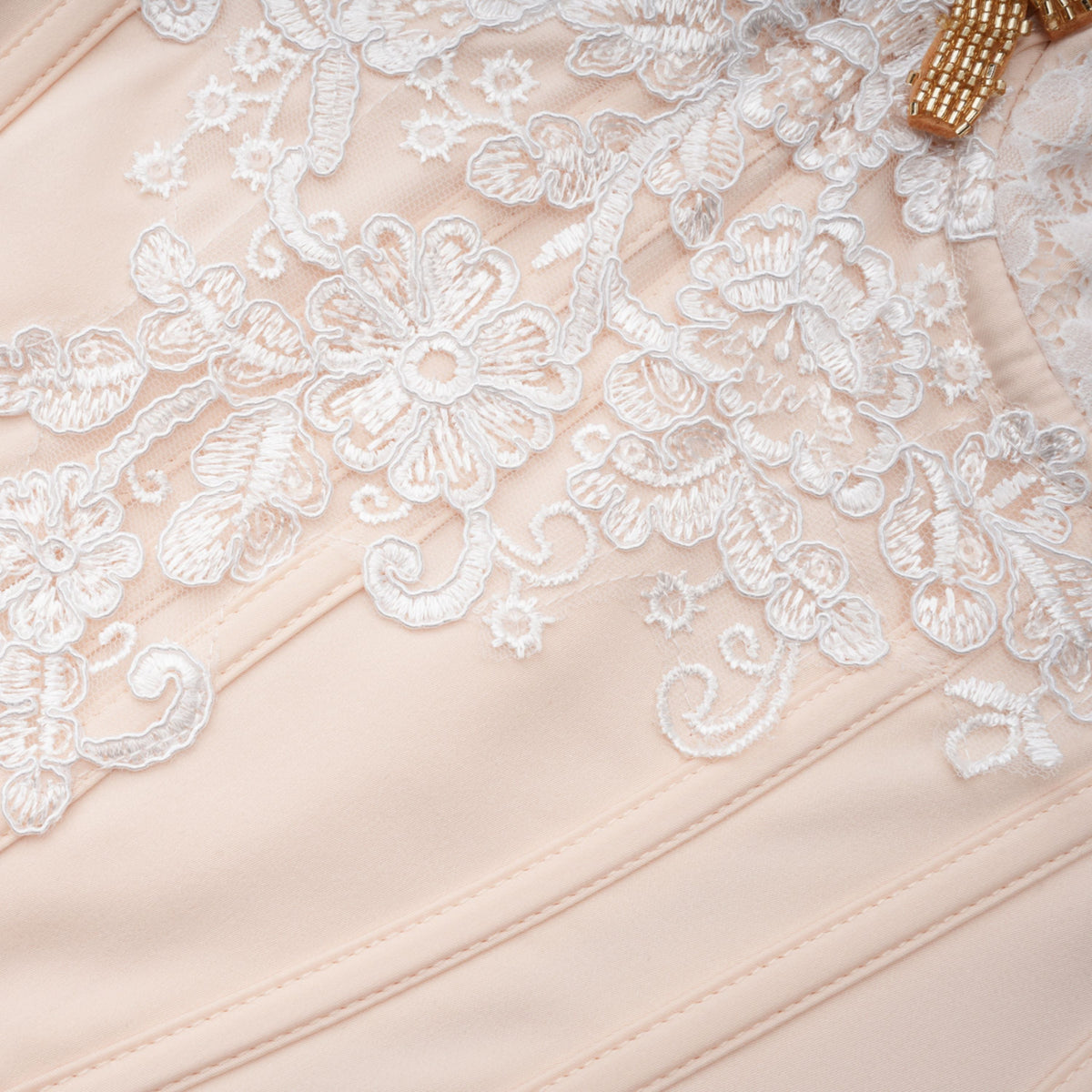 Blanca Champagne Lace Panel Top & Skirt Set