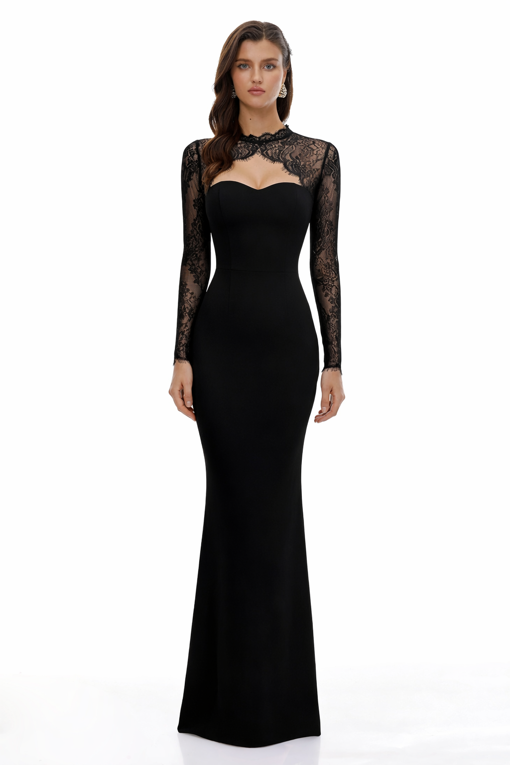 Bokamoso Black Lace Panel Maxi Gown (Final Sale-US Only)