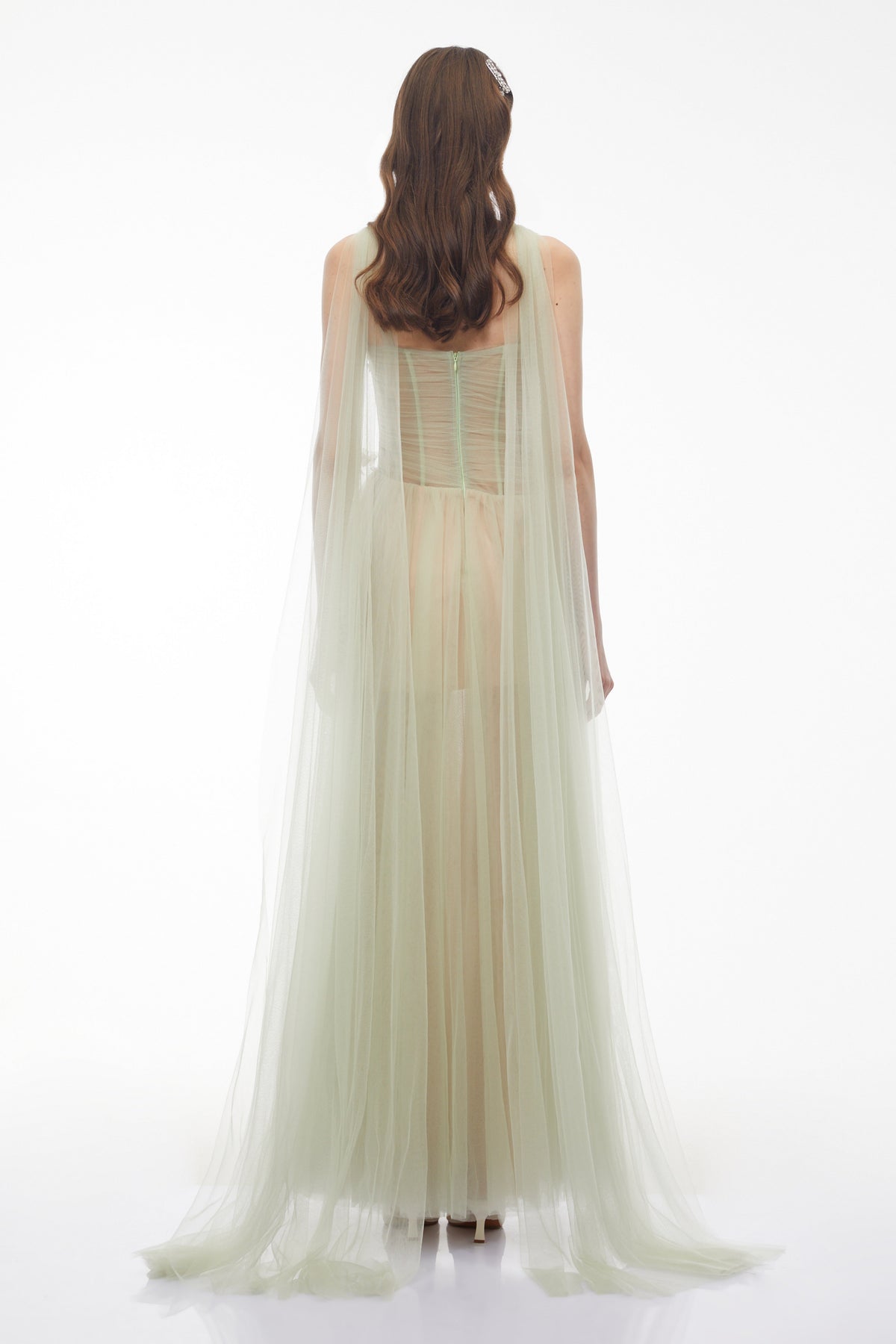 Bonnie Green Cross Front Maxi Dress with 3D Petals
