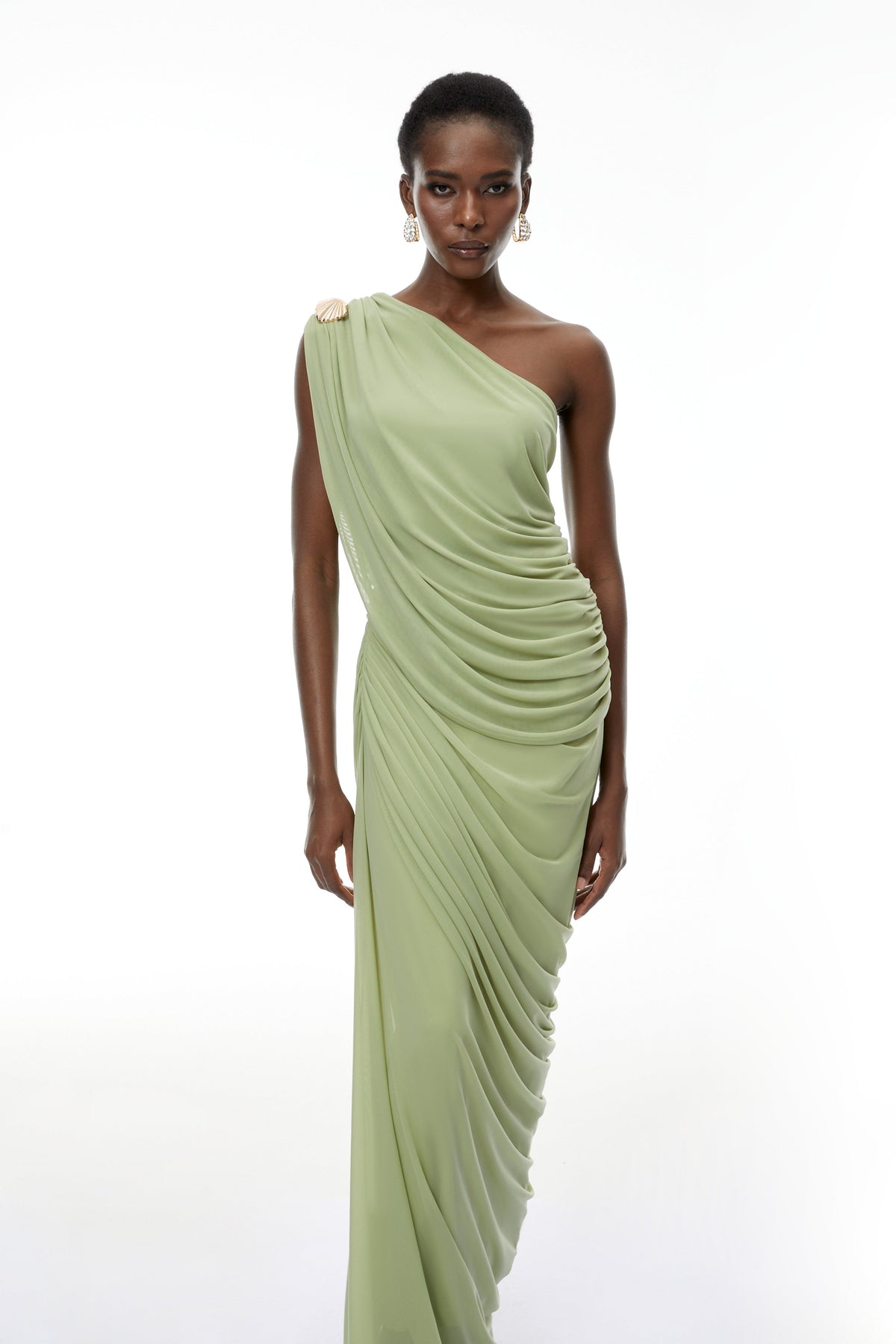 Branwen Green One Shoulder Top & Skirt Set