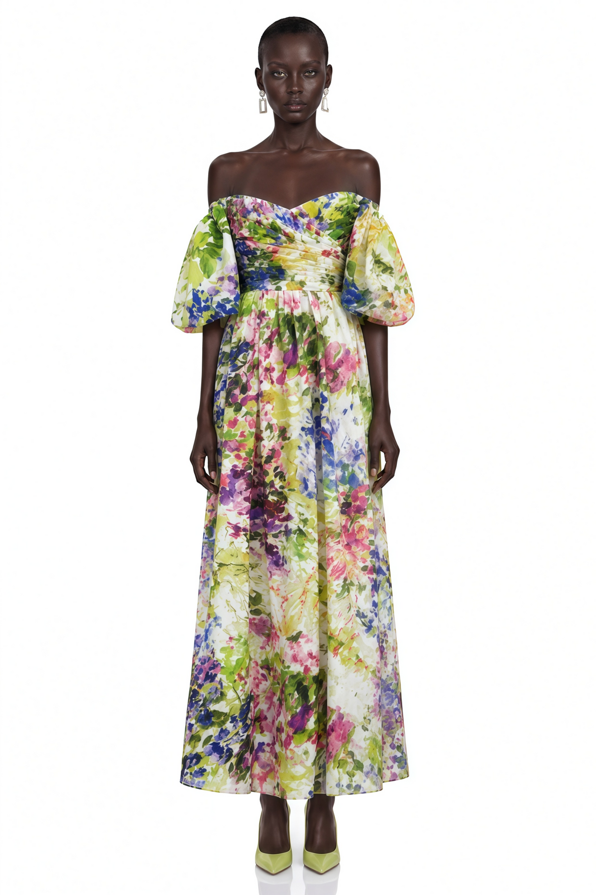 Parastoo Lavandula Puff Sleeve Floral Print Maxi Dress