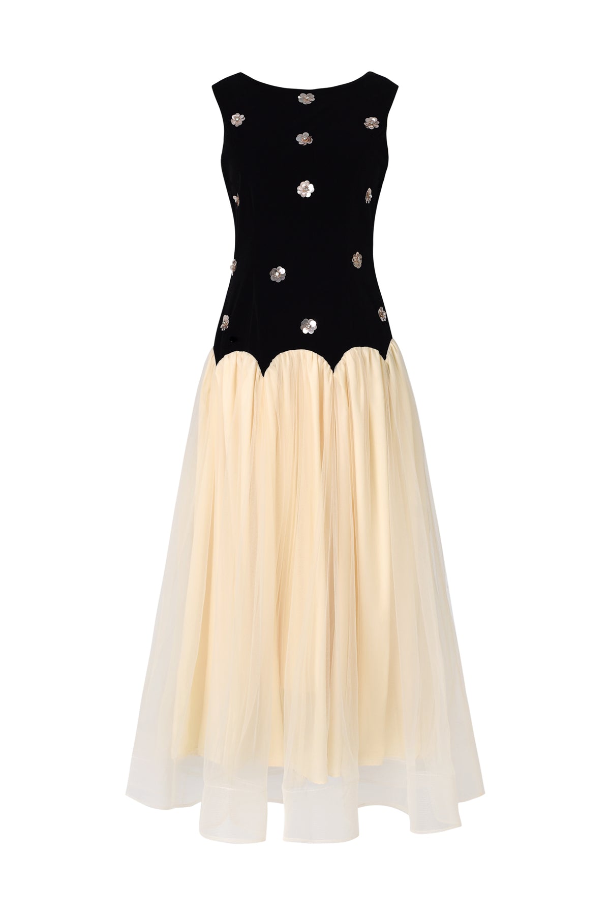 Roto Sleeveless Sequin Flowers Maxi Dress - Size XS