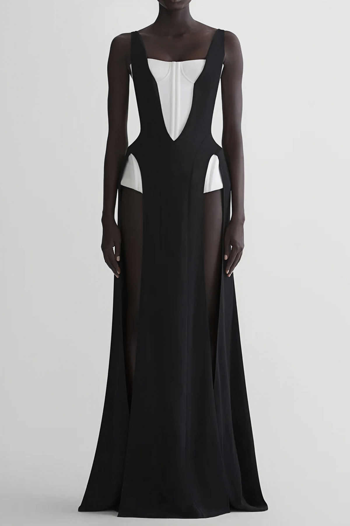 Róisín Color Block Corseted Bodysuit Panel Maxi Dress
