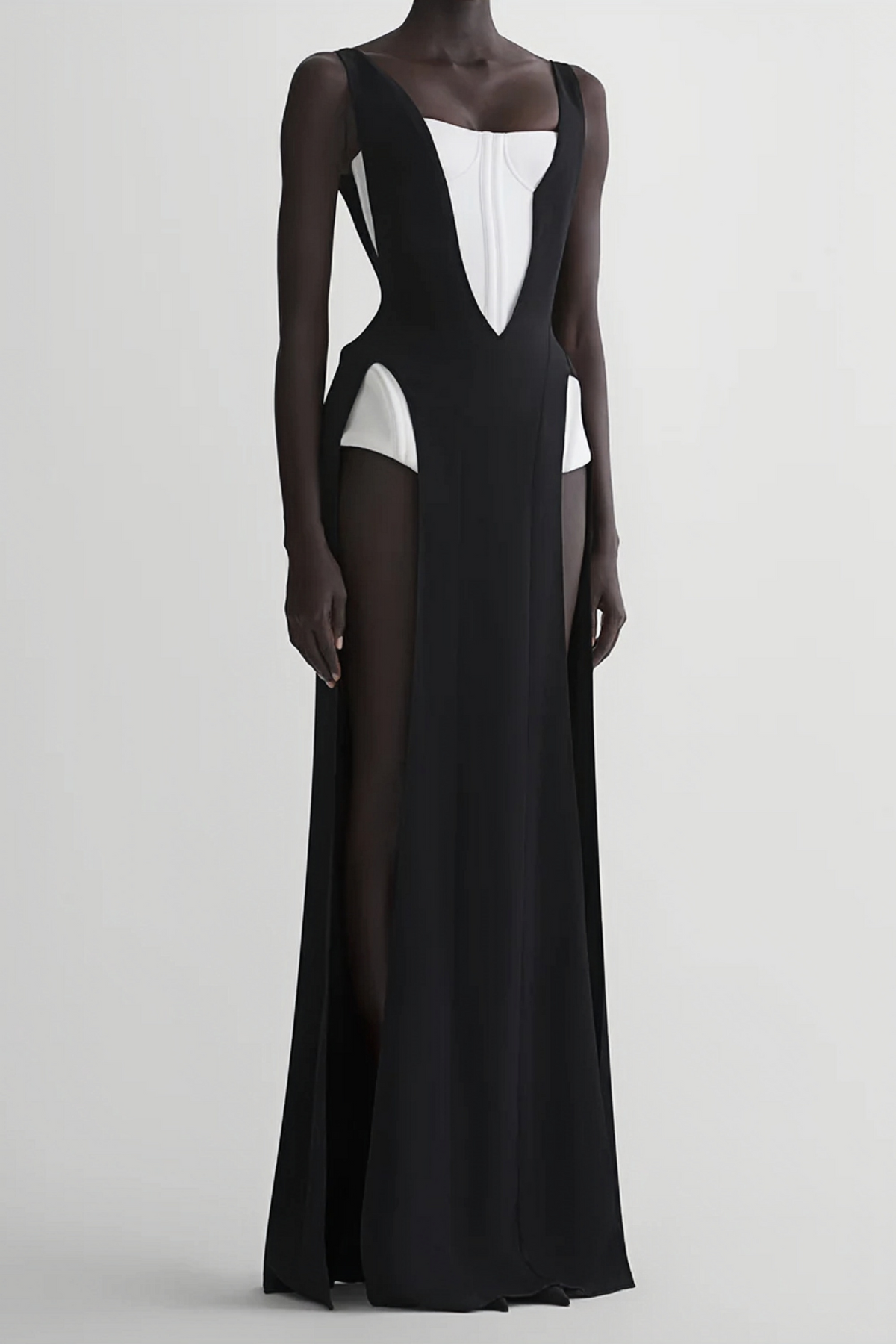 Róisín Color Block Corseted Bodysuit Panel Maxi Dress