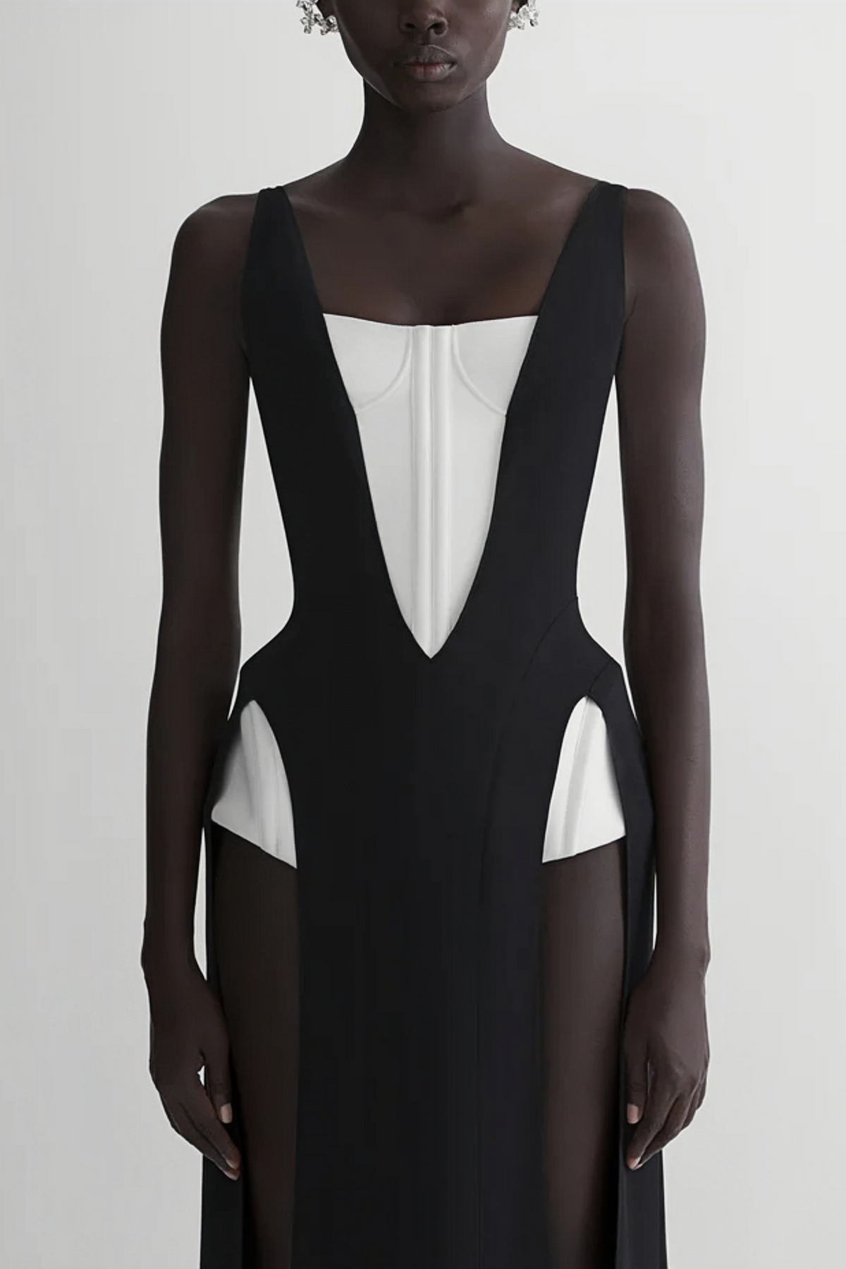 Róisín Color Block Corseted Bodysuit Panel Maxi Dress