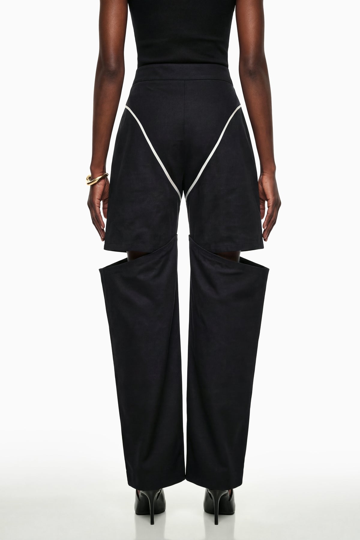 Calypso Black Cut-Out Wide Leg Trousers