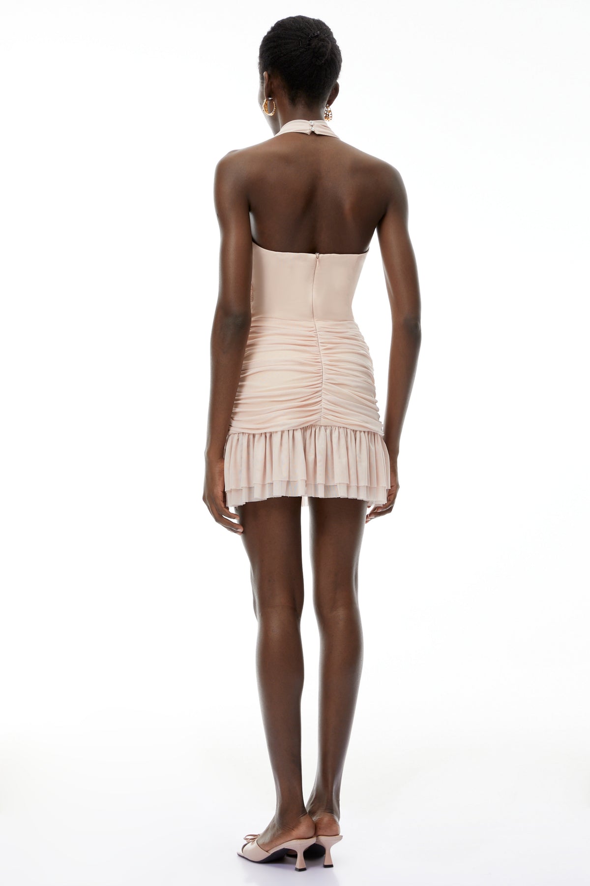 Camille Pink Halterneck Ruched Mini Dress (Final Sale)