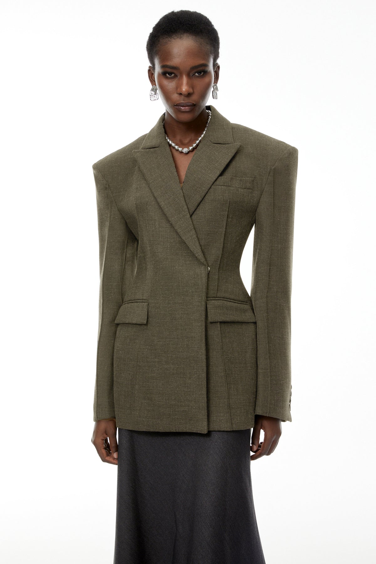 Caspian Green Asymmetrical Oversize Blazer