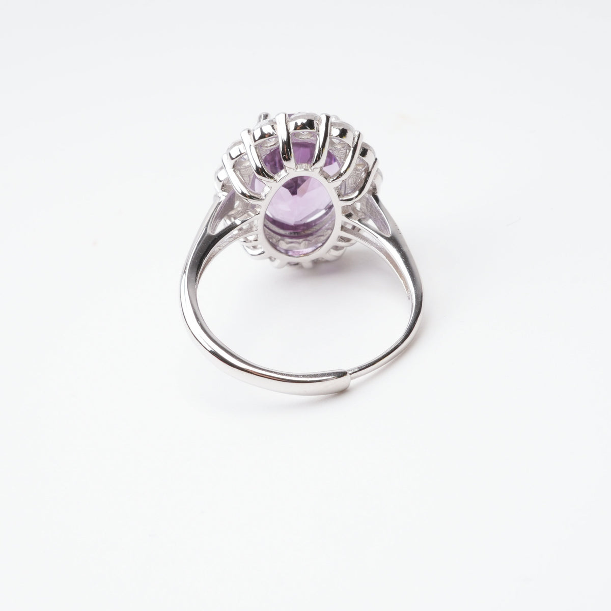 Celeste Purple Amethyst Oval Cut Halo Sterling Silver Ring