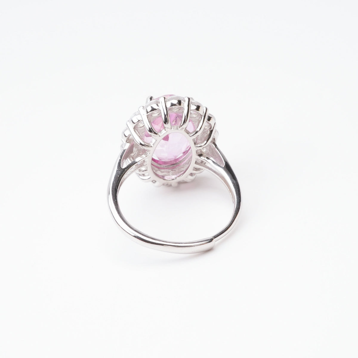 Celeste Red Topaz Oval Cut Halo Sterling Silver Ring