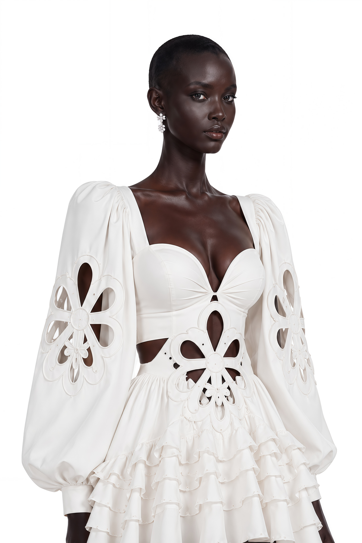Charity White Cut-Out Asymmetrical Maxi Dress