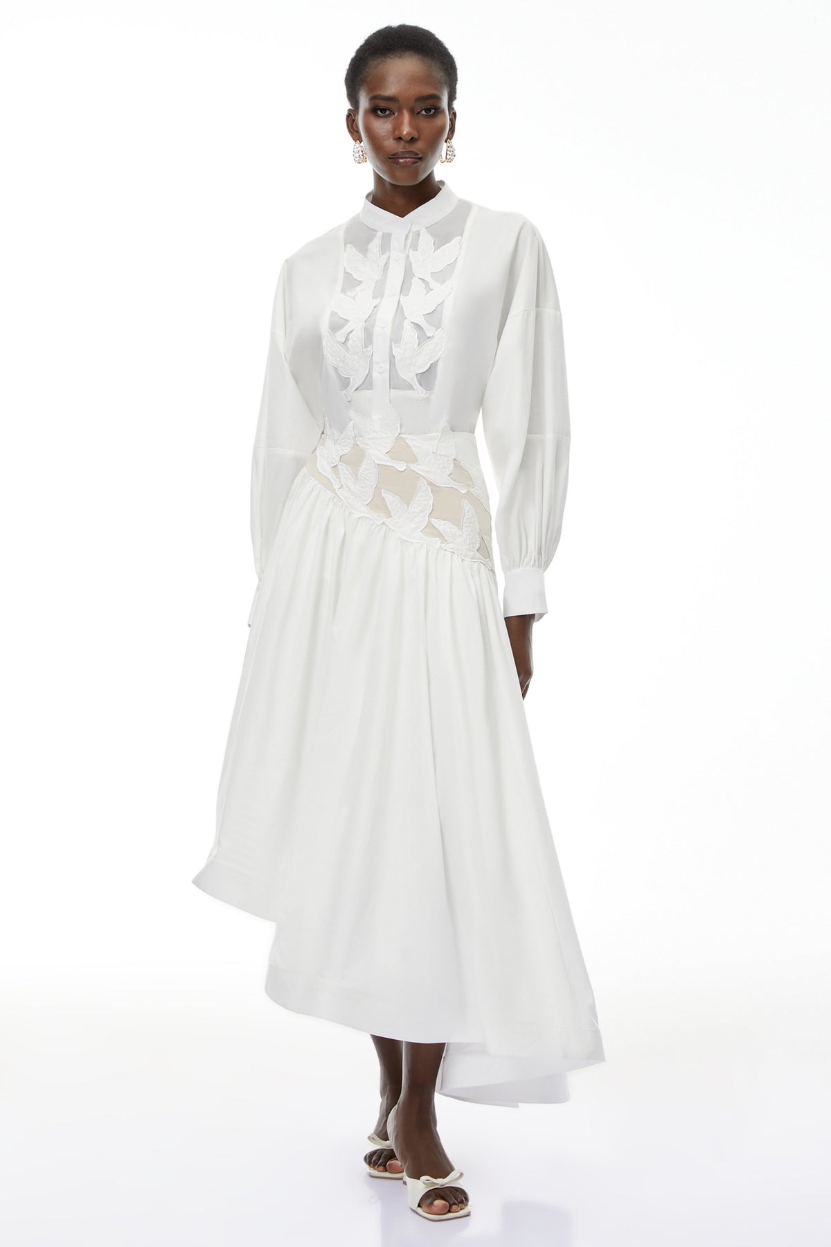 Charlotte White Cut-Out Asymmetrical Blouse & Skirt Set (Final Sale)