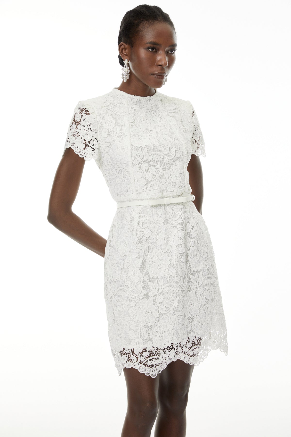 Charlotte White Floral Lace Mini Dress
