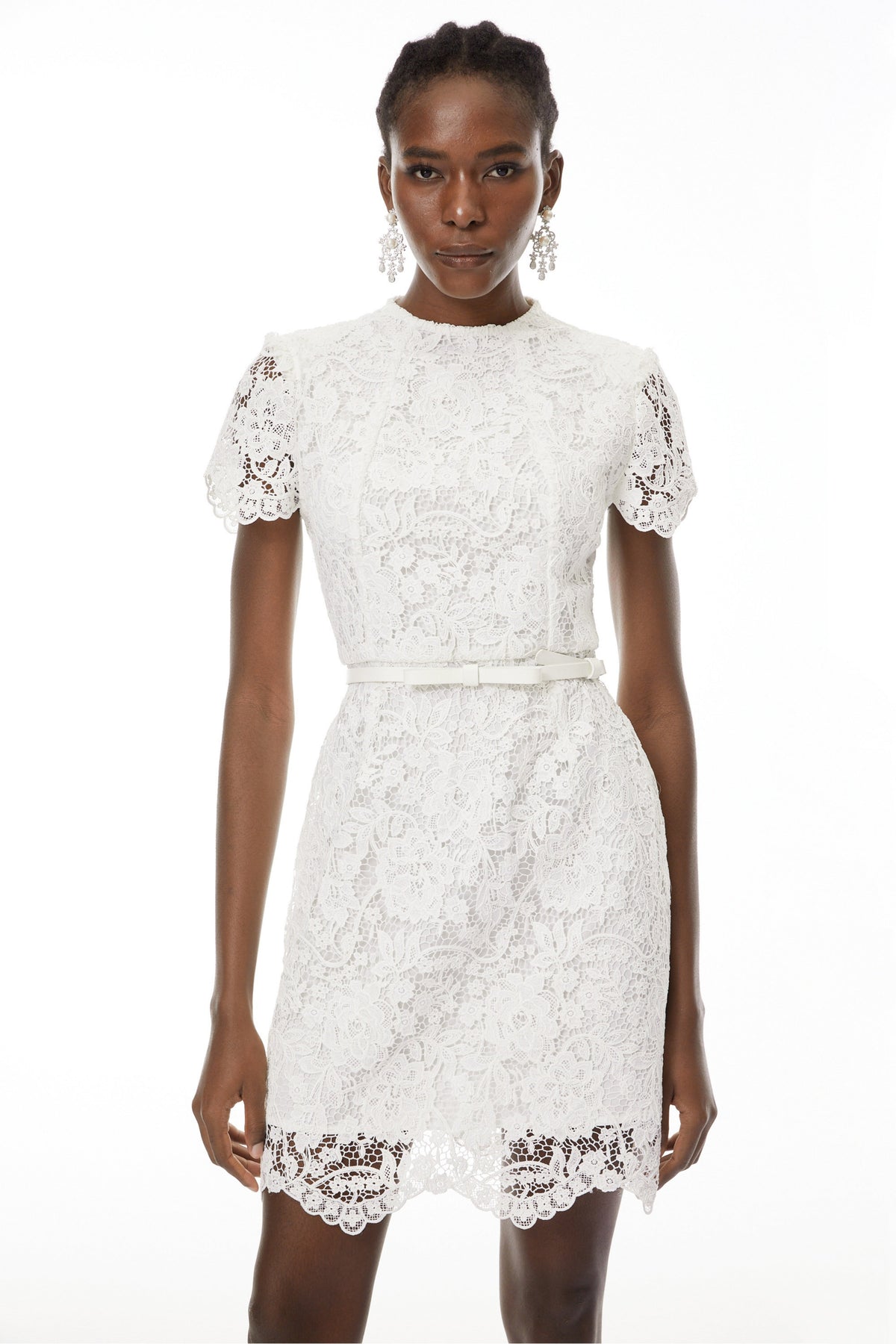 Charlotte White Floral Lace Mini Dress