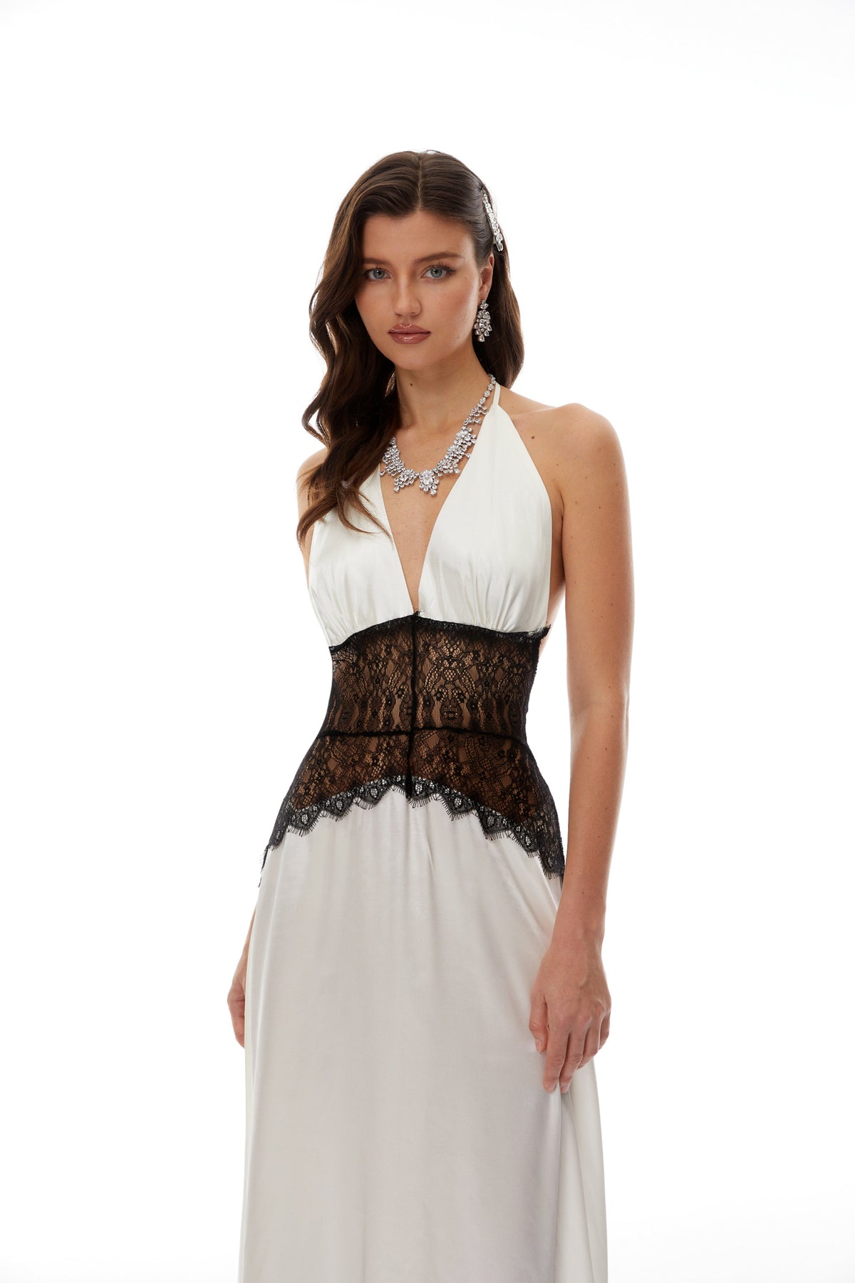 Charlotte White Lace Panel Maxi Dress (Final Sale-US Only)