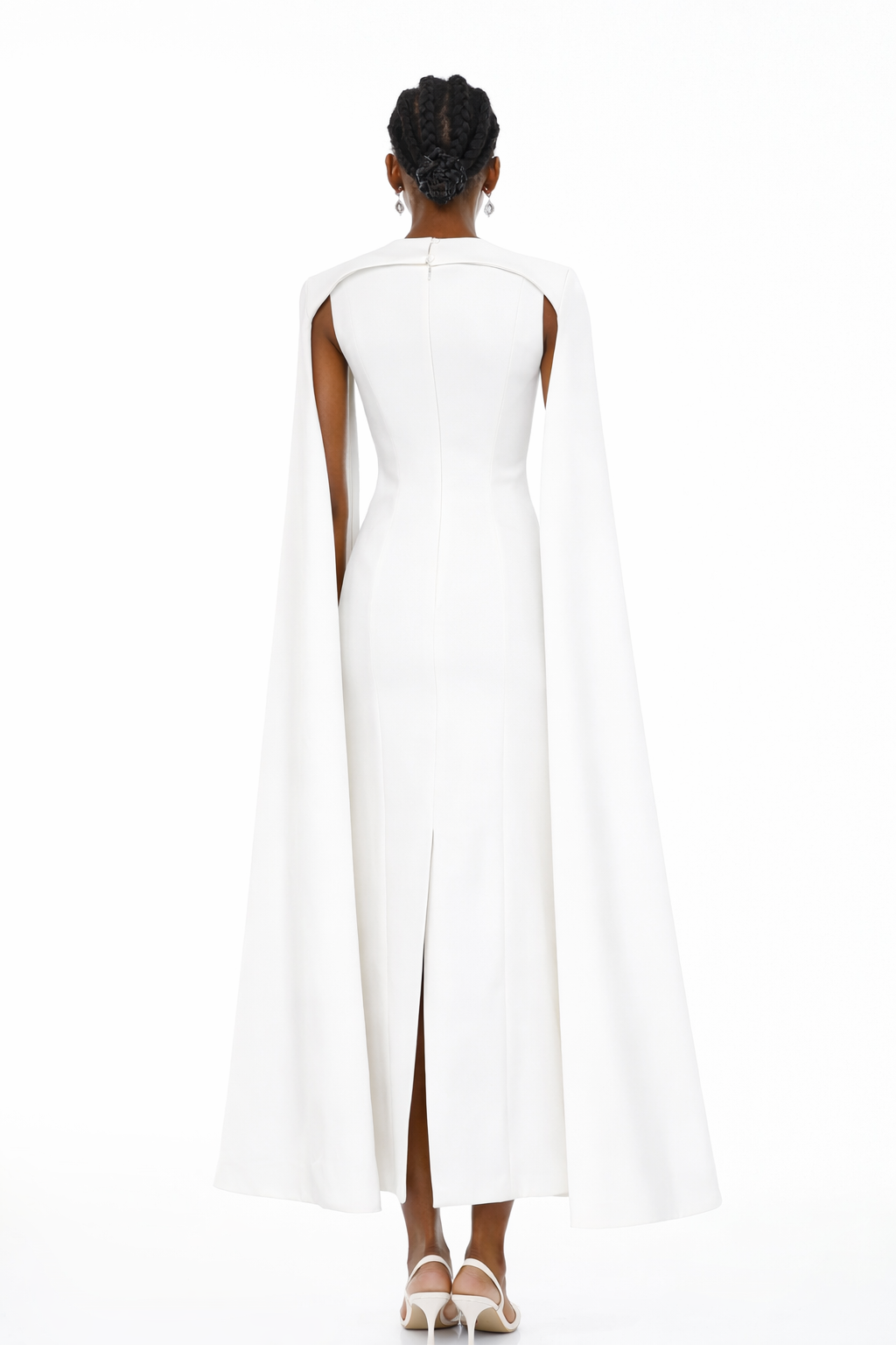 Brynja White Cape Design Maxi Gown