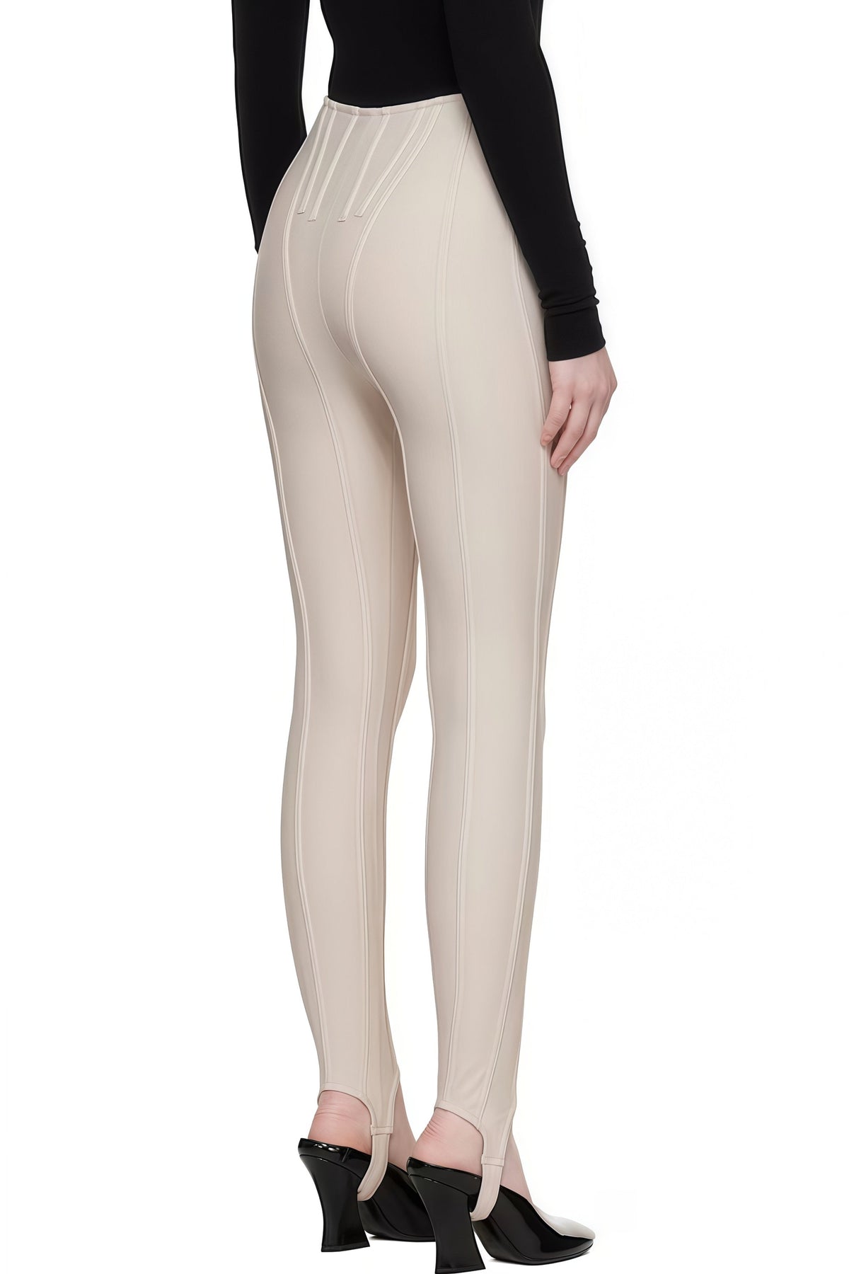 Cordelia Neutral Decorative Stitching Leggings