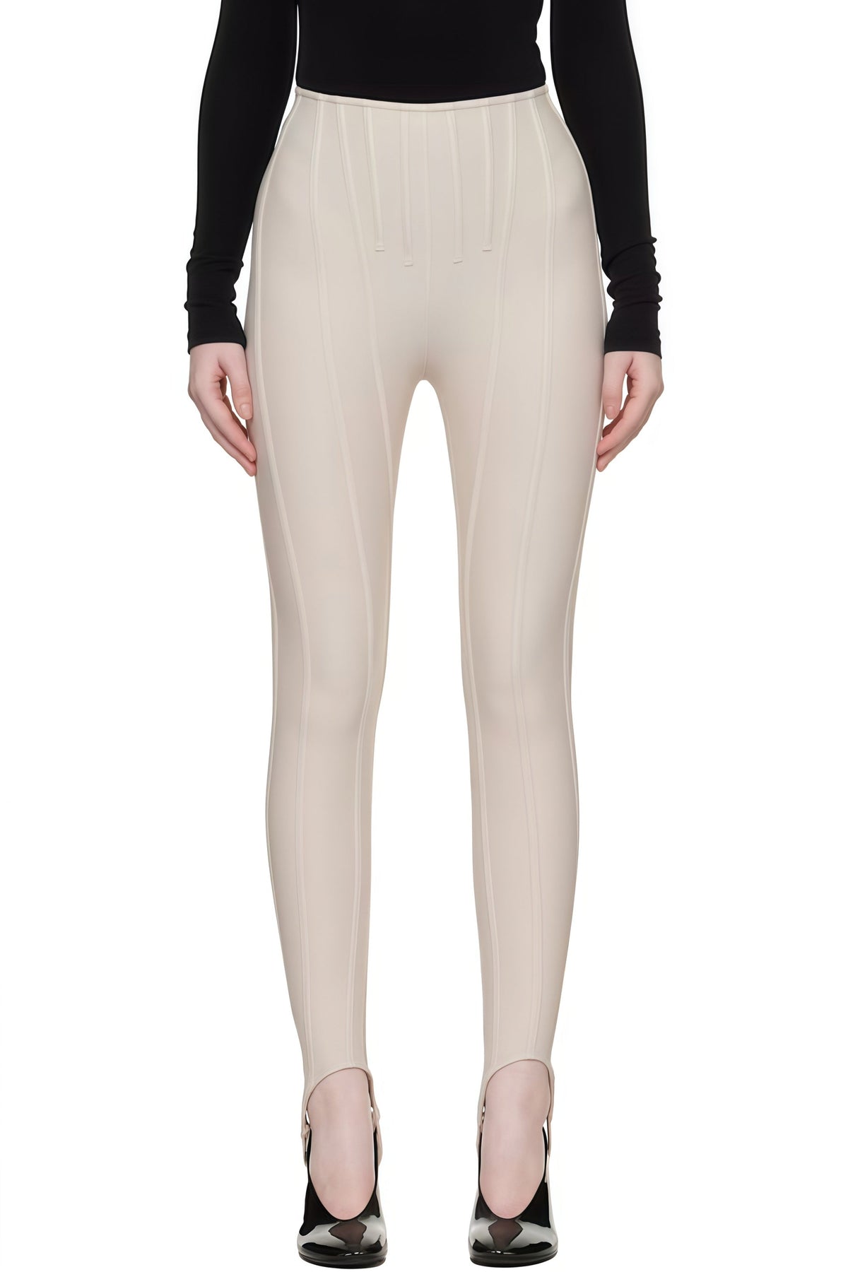 Cordelia Neutral Decorative Stitching Leggings