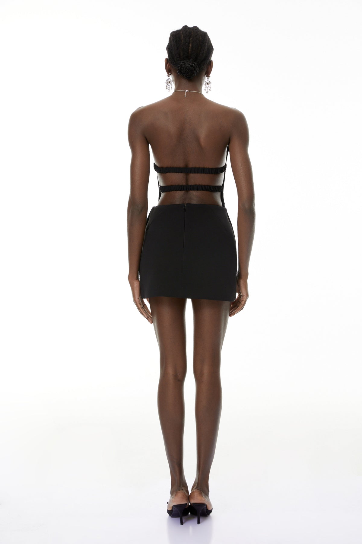 Costanza Black Strapless Structured Mini Bodycon Dress