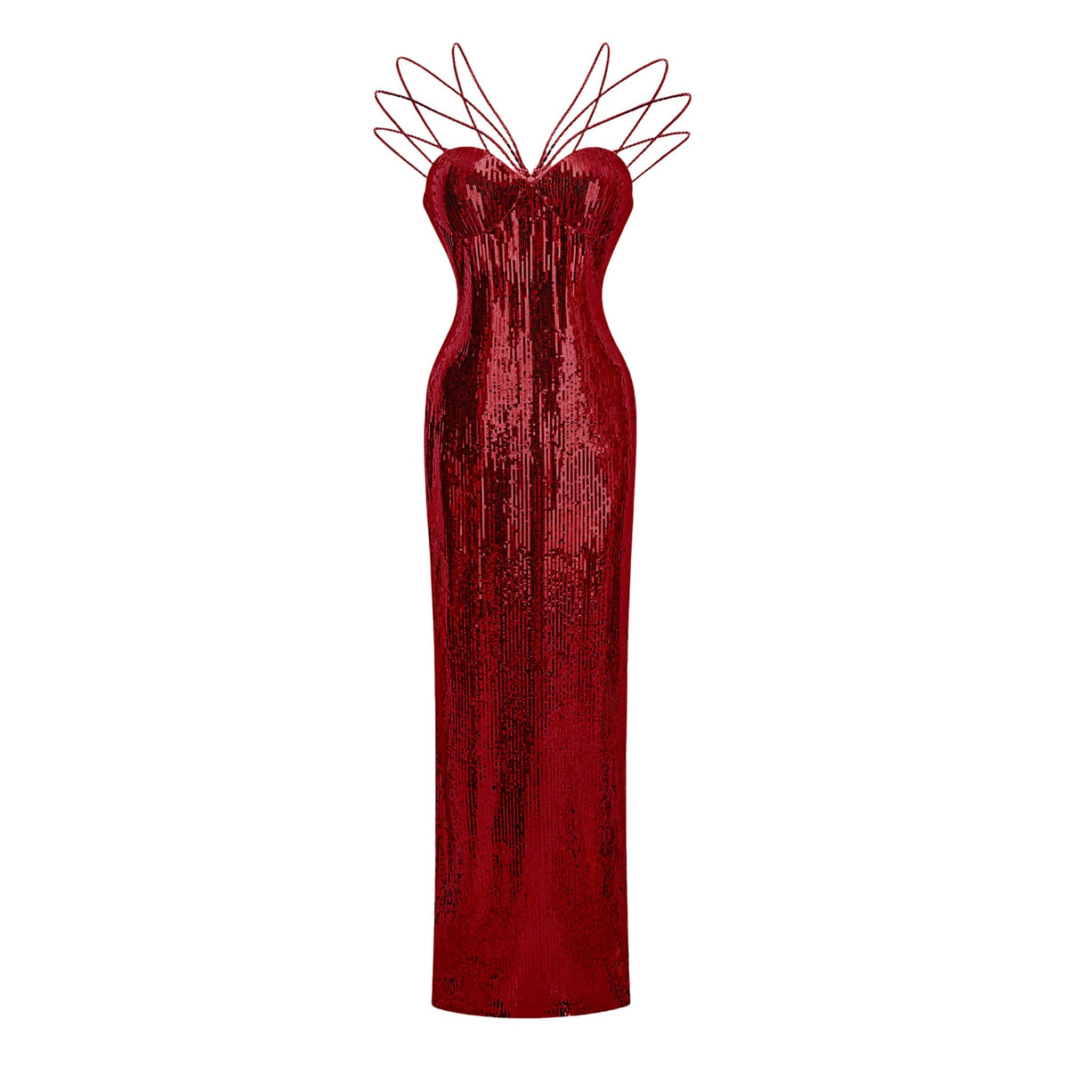 Cressida Red Sparkly Embellished Maxi Dress