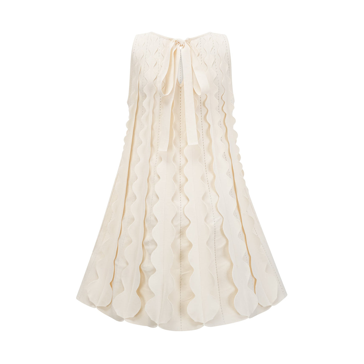 Axelle white wavy-detail sleeveless mini dress - White