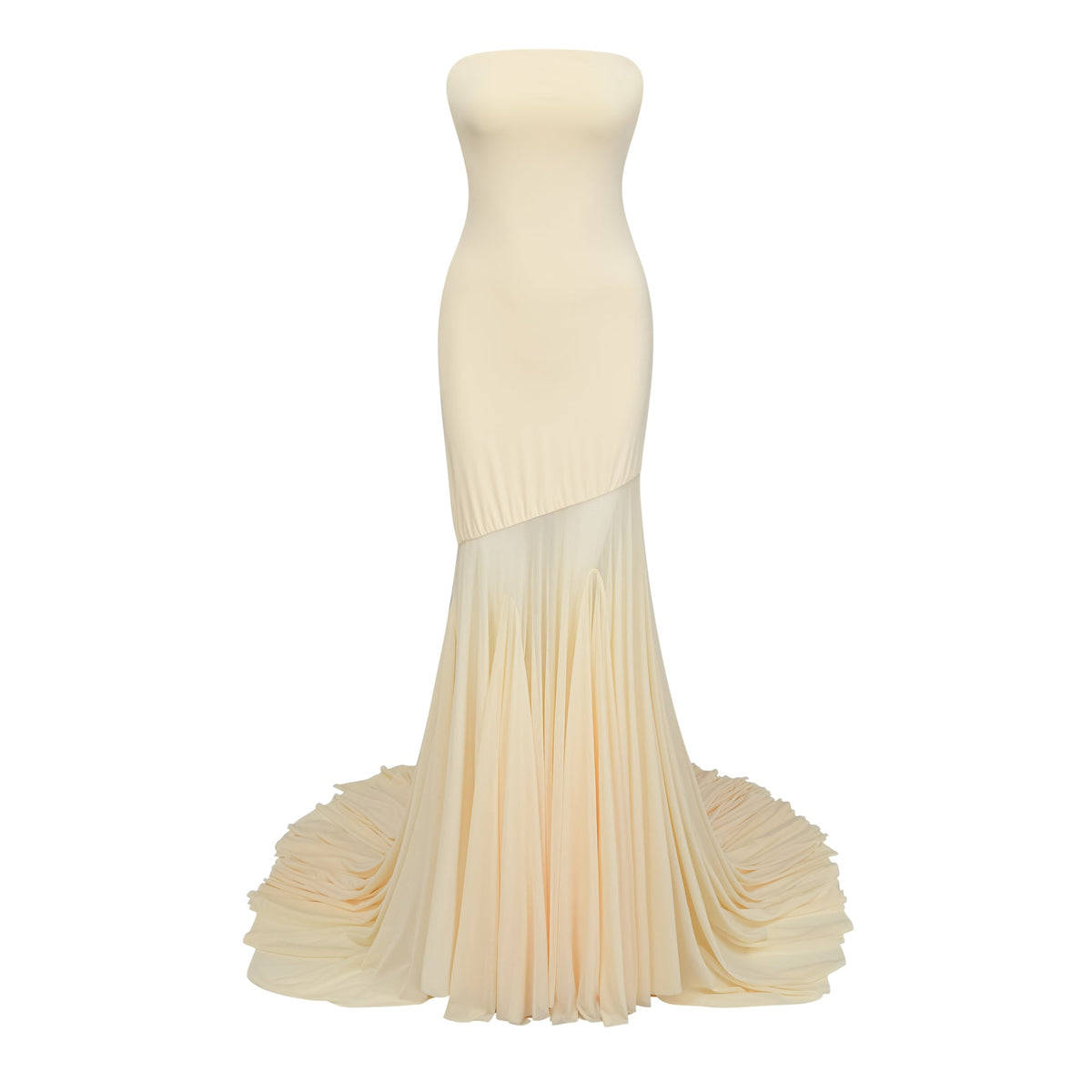 Josiane yellow off-shoulder sheer tulle maxi dress
