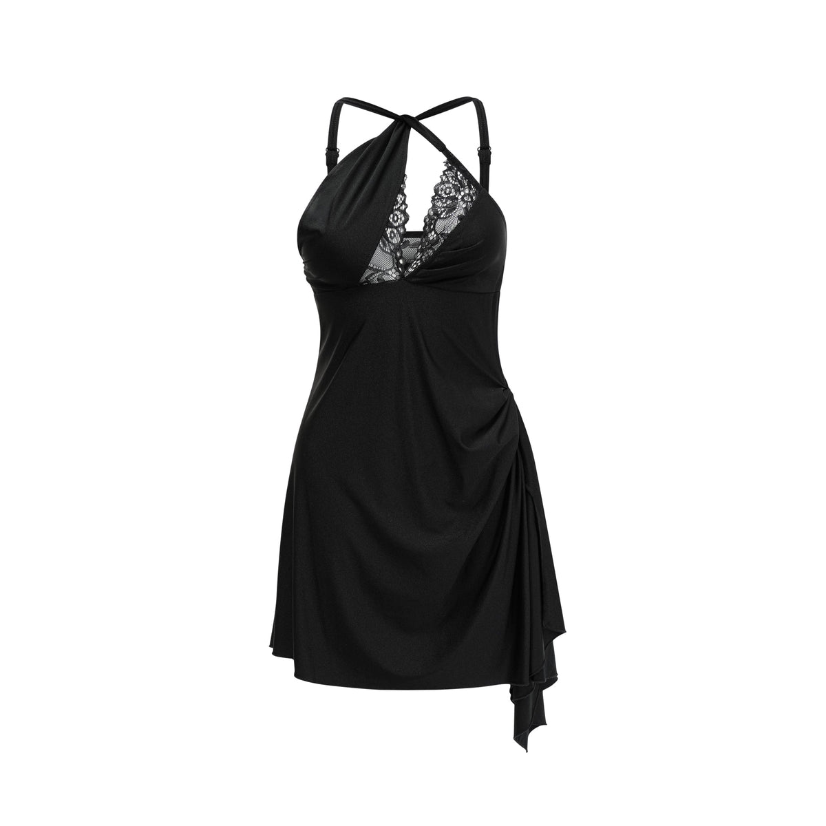 Juana lace-detail asymmetric mini dress