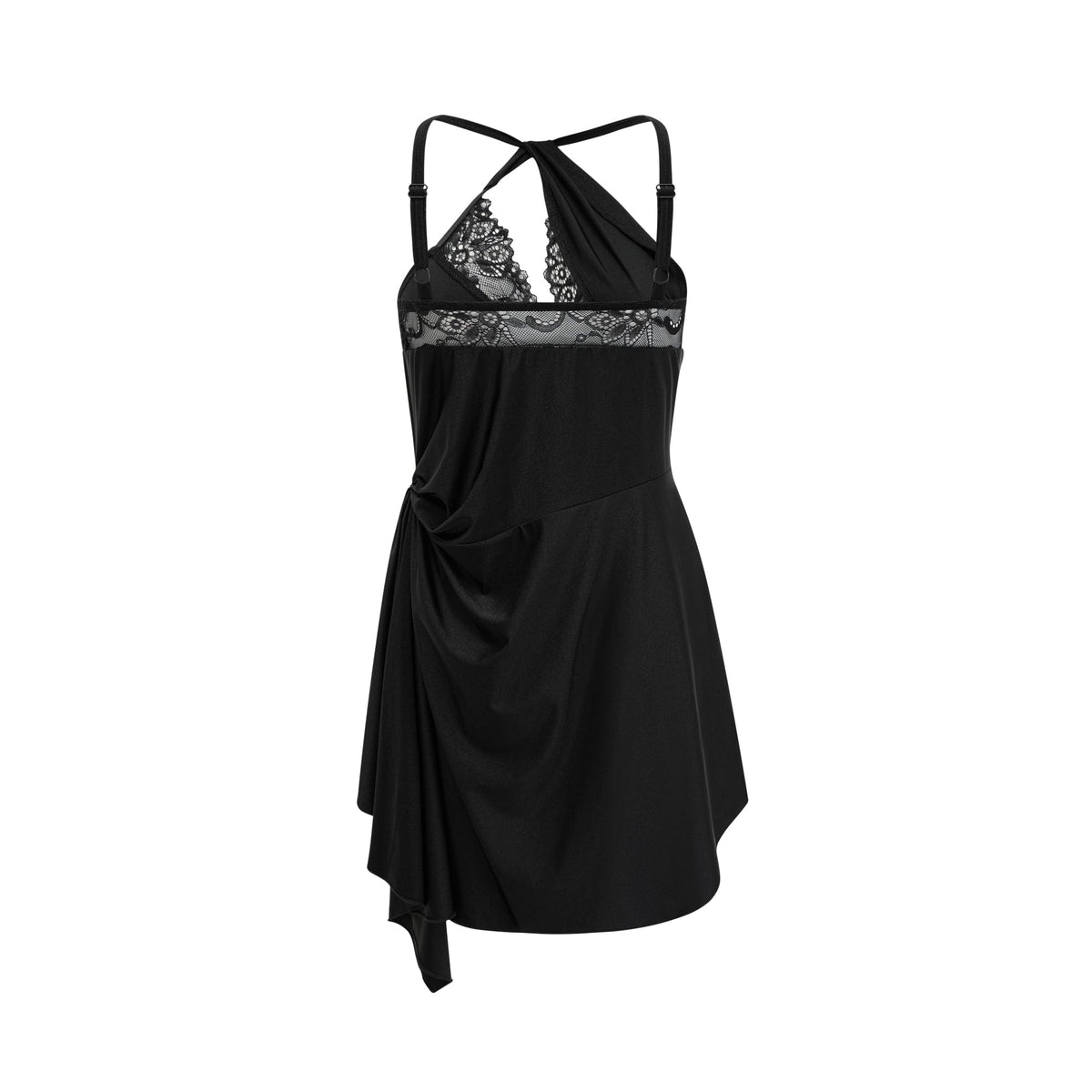 Juana lace-detail asymmetric mini dress