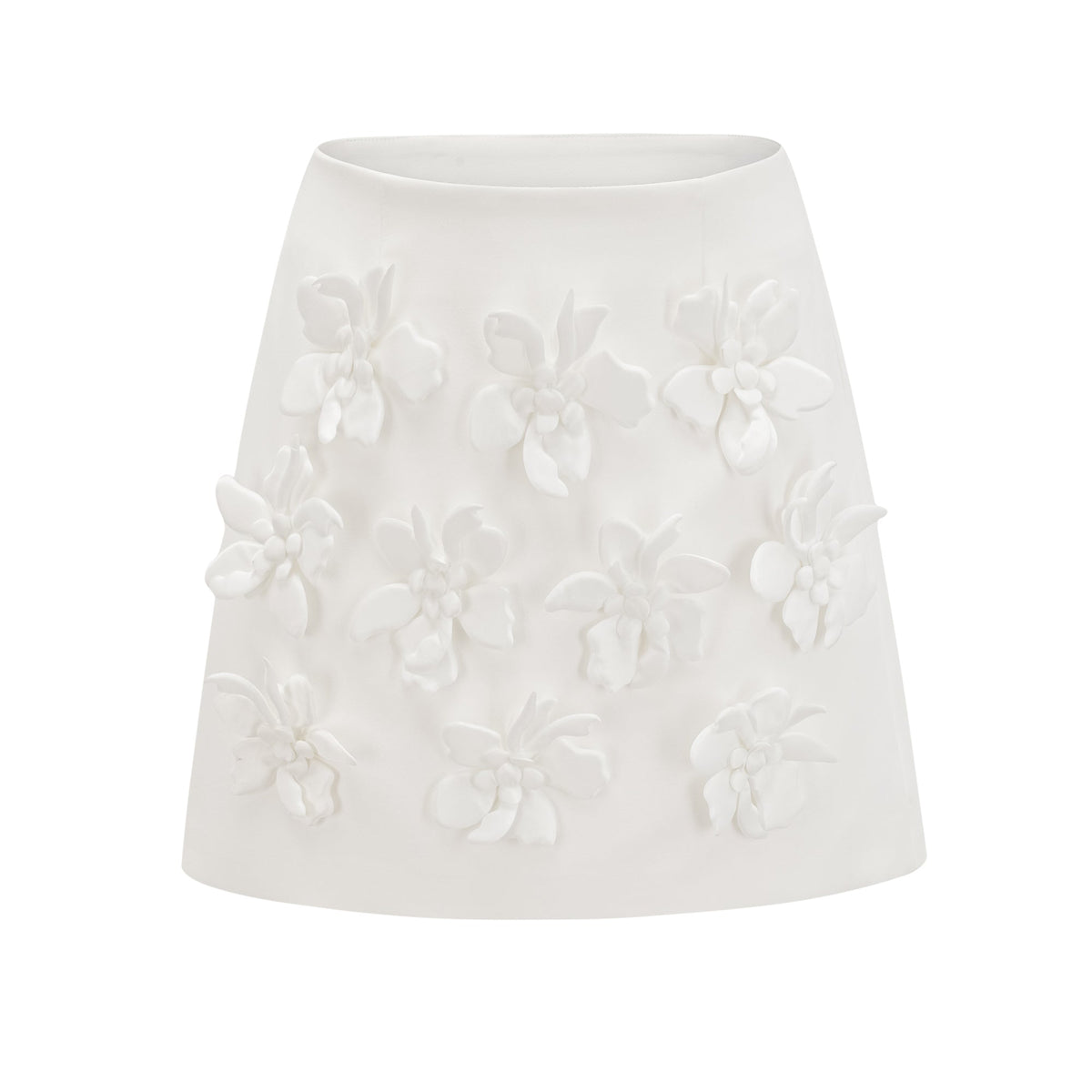 Odette white faux-floral top & skirt matching set