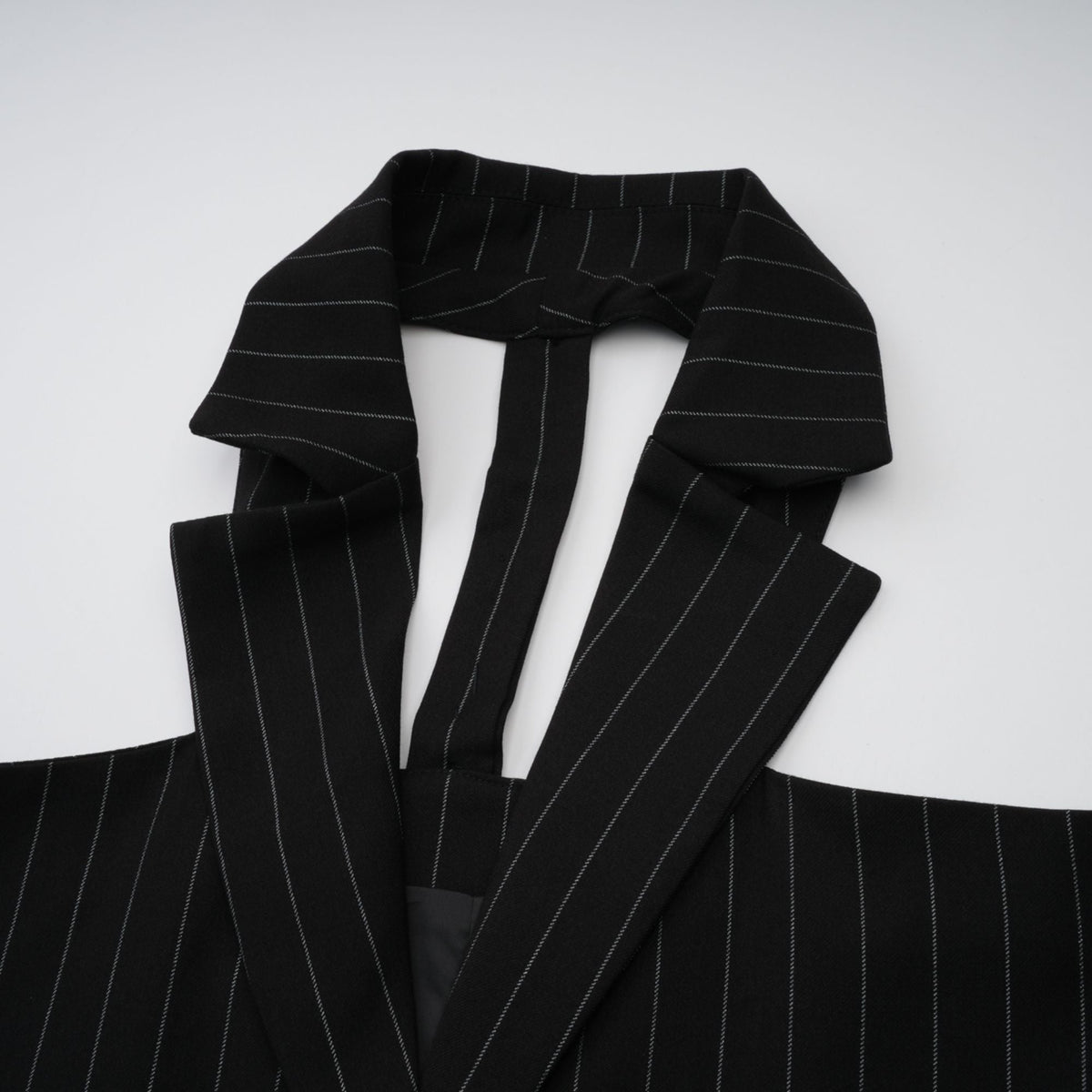 Stefania black striped open-back  blazer mini dress  - Black