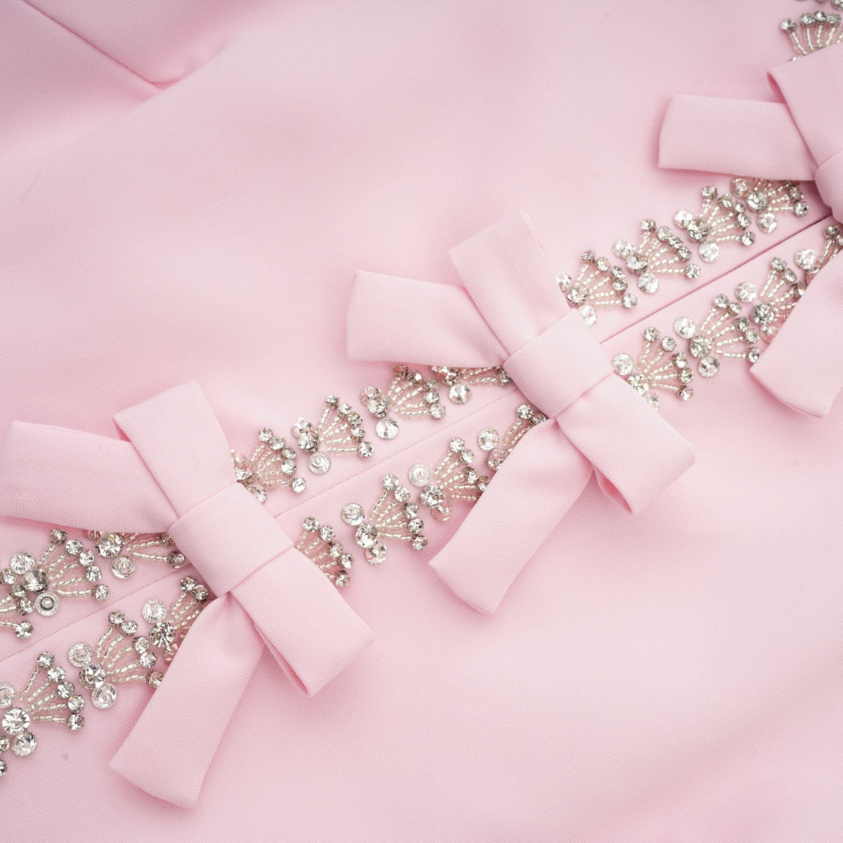 Cassiopeia crystal-accented pink bow midi dress (Final Sale-US Only)