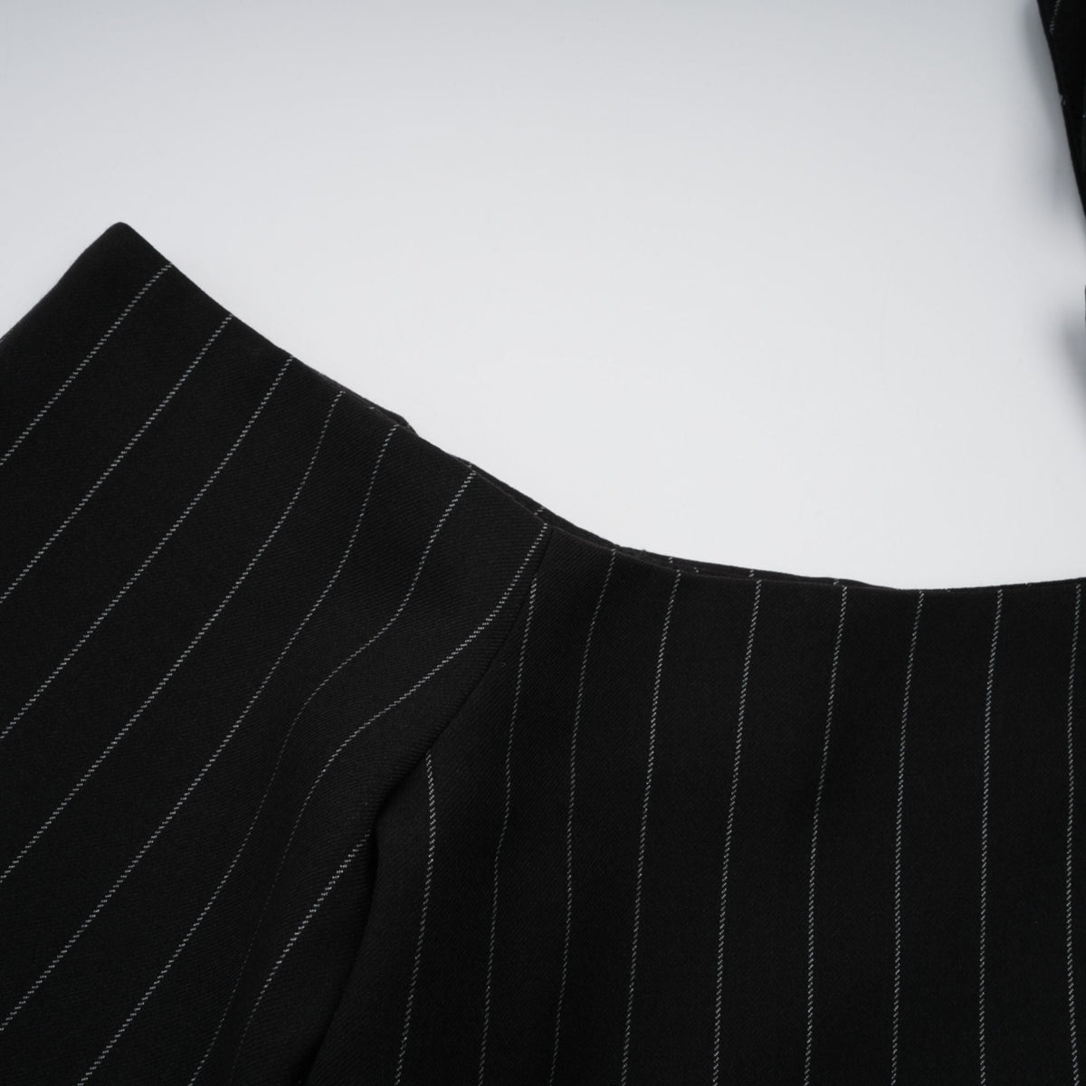 Stefania black striped open-back blazer