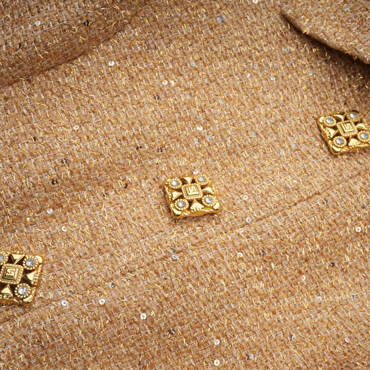 Morgane tweed long-sleeve mini dress - Gold