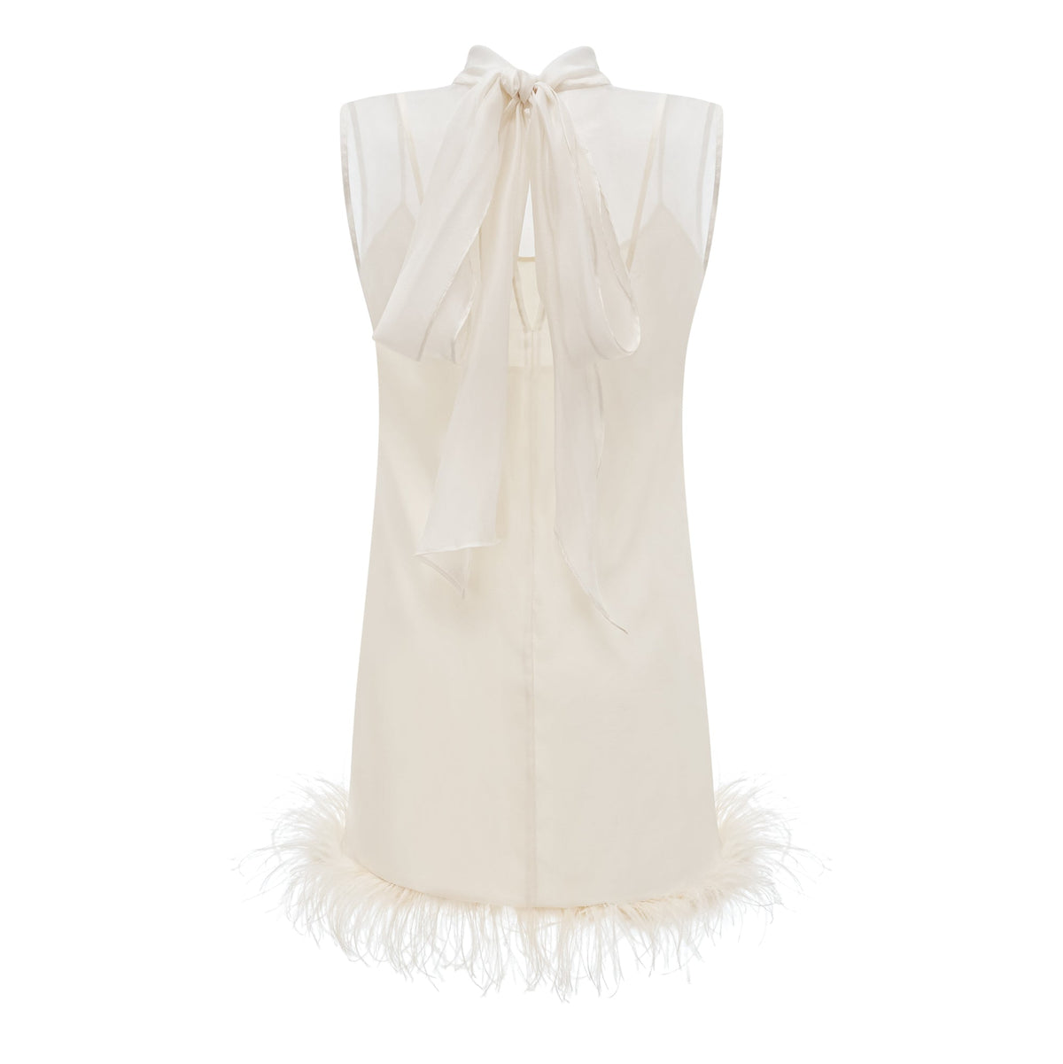 Adrienne White Feather Trim Mini Dress (Final Sale-US Only)