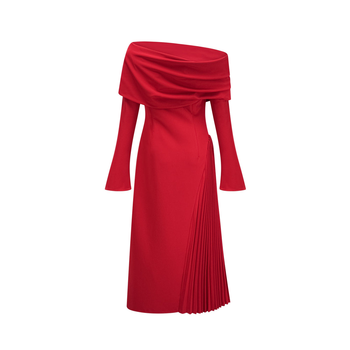 Valentine high-slit pleated maxi dress in Red