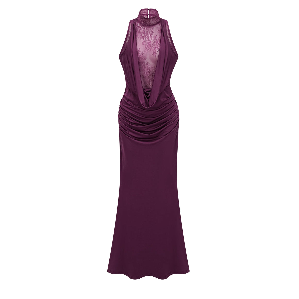 Borbála Magenta Lace Bodice Ruched Maxi Dress (Final Sale-US Only)