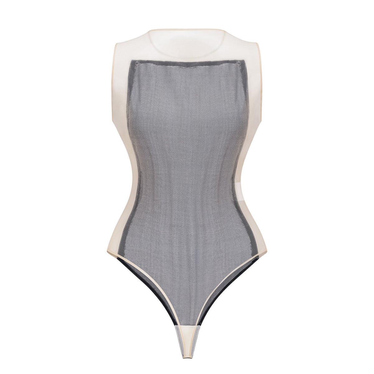 Sandrine blue denim semi-sheer bodysuit
